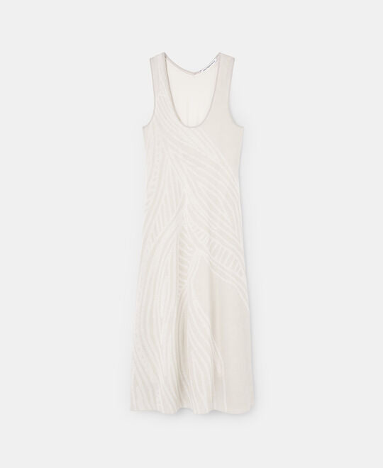 Stone/Ecru Two-Colour Jacquard Dress