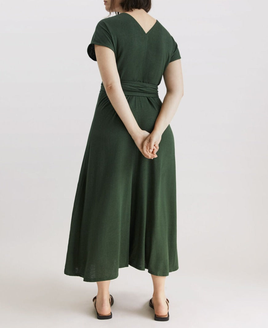 Light Green Midi Dress In Linen