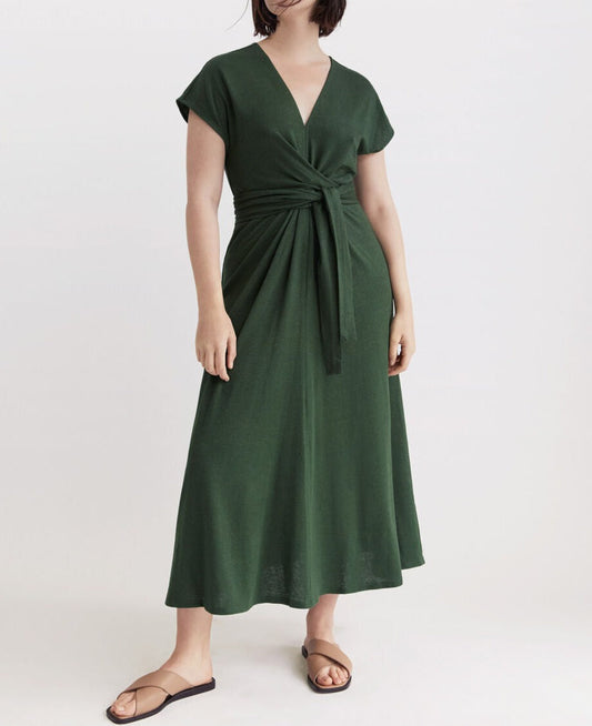 Light Green Midi Dress In Linen