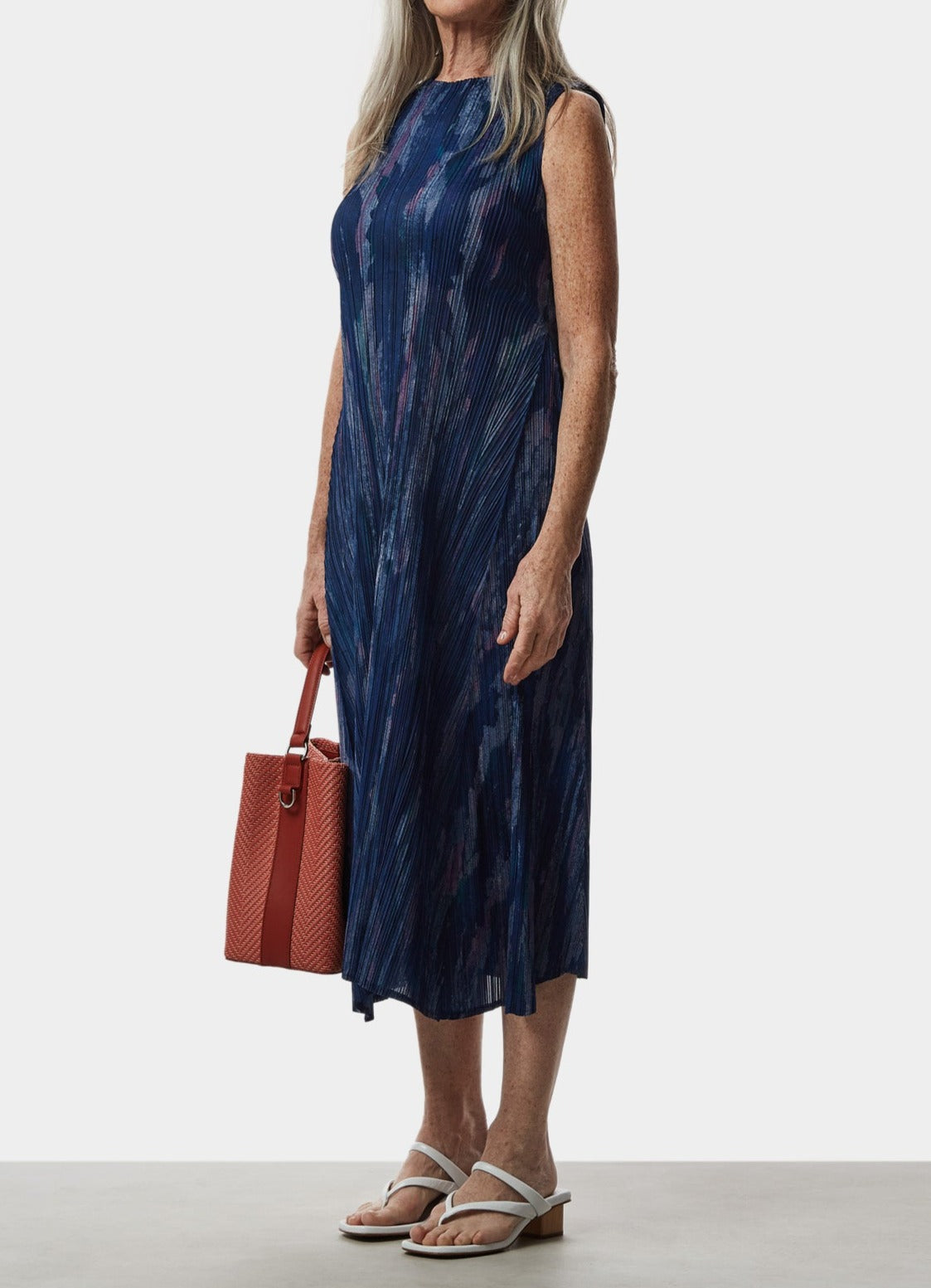 Blue Print Printed Crinkle Midi Dress