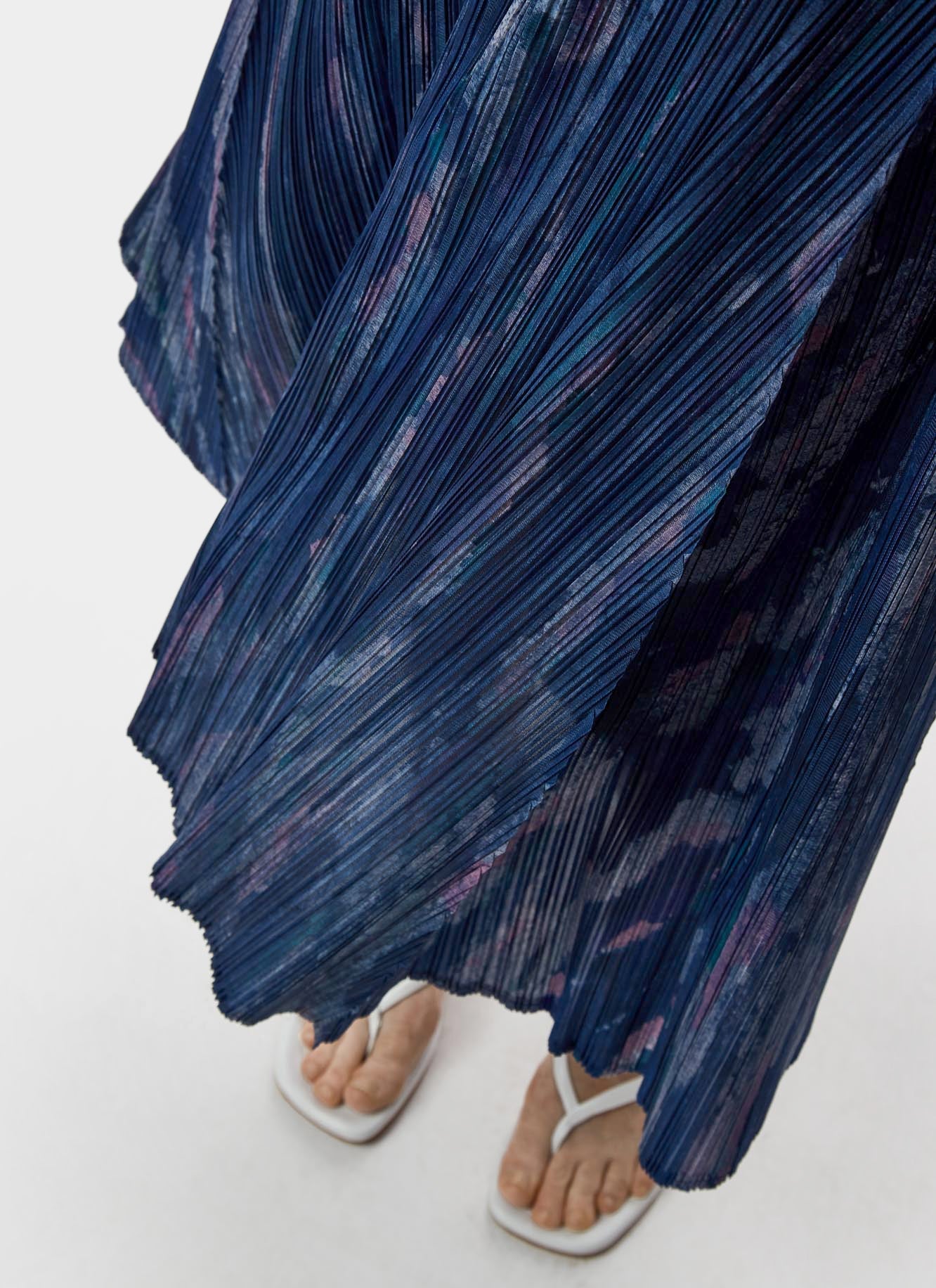 Blue Print Printed Crinkle Midi Dress