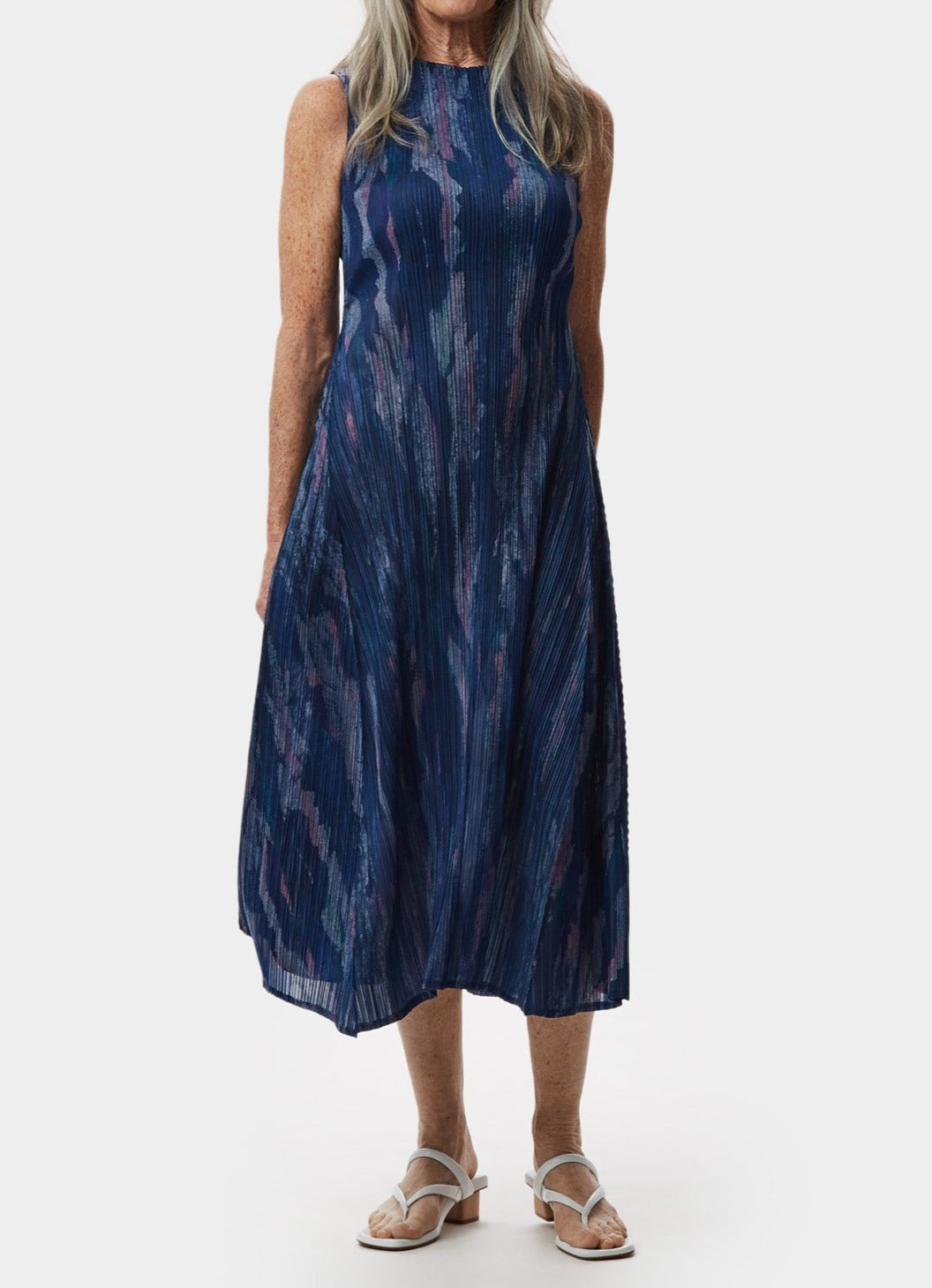 Blue Print Printed Crinkle Midi Dress