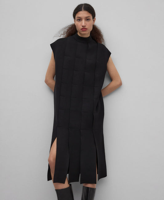 Knit Panel Dress in Black