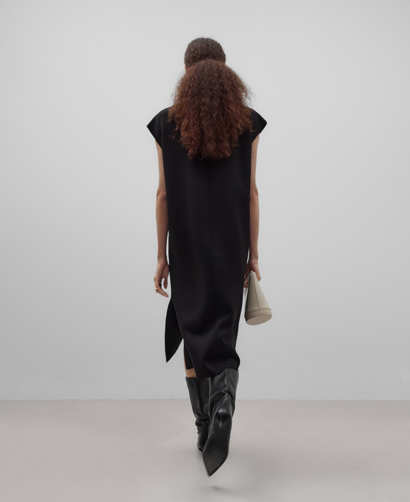 Knit Panel Dress in Black