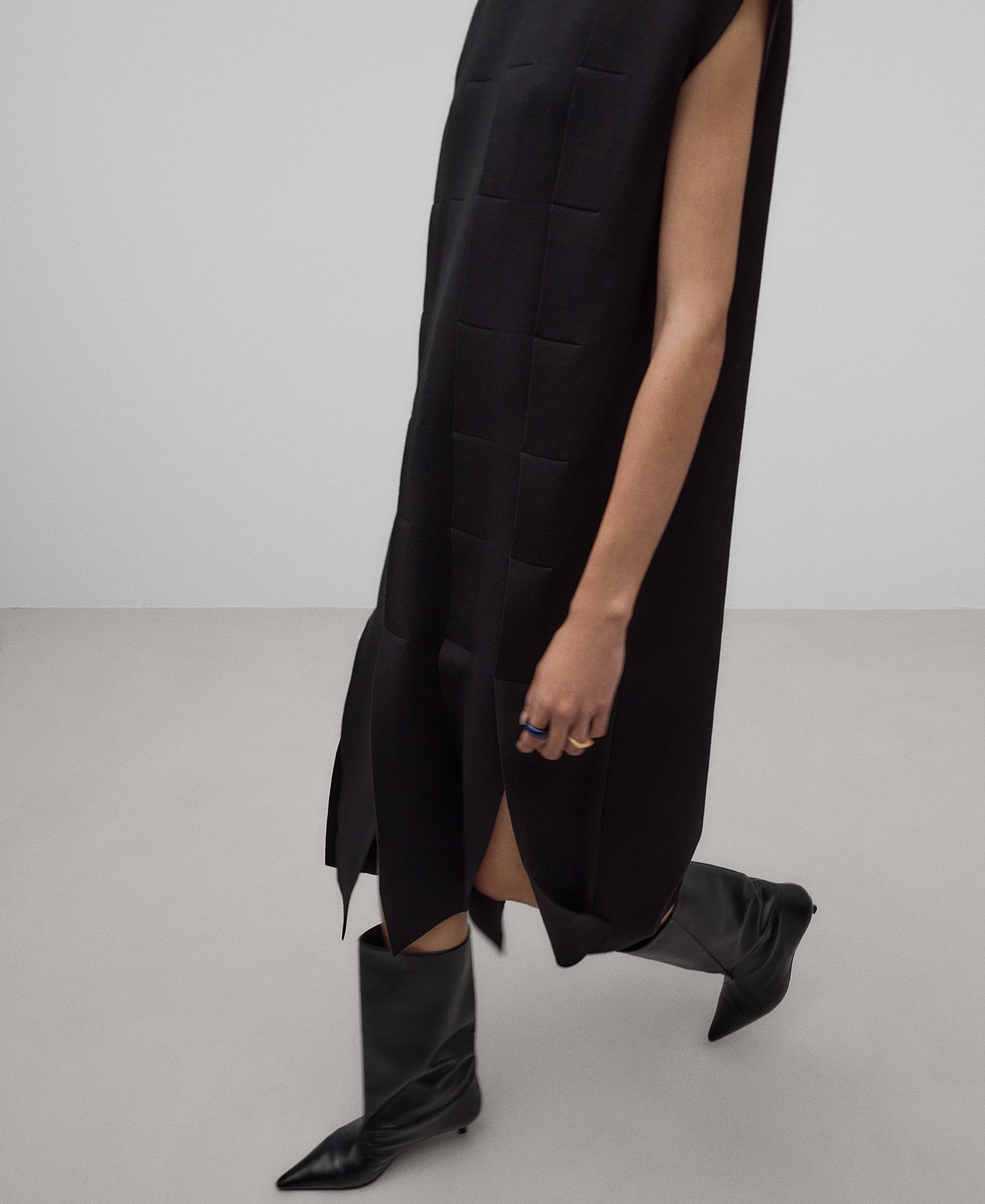 Knit Panel Dress in Black