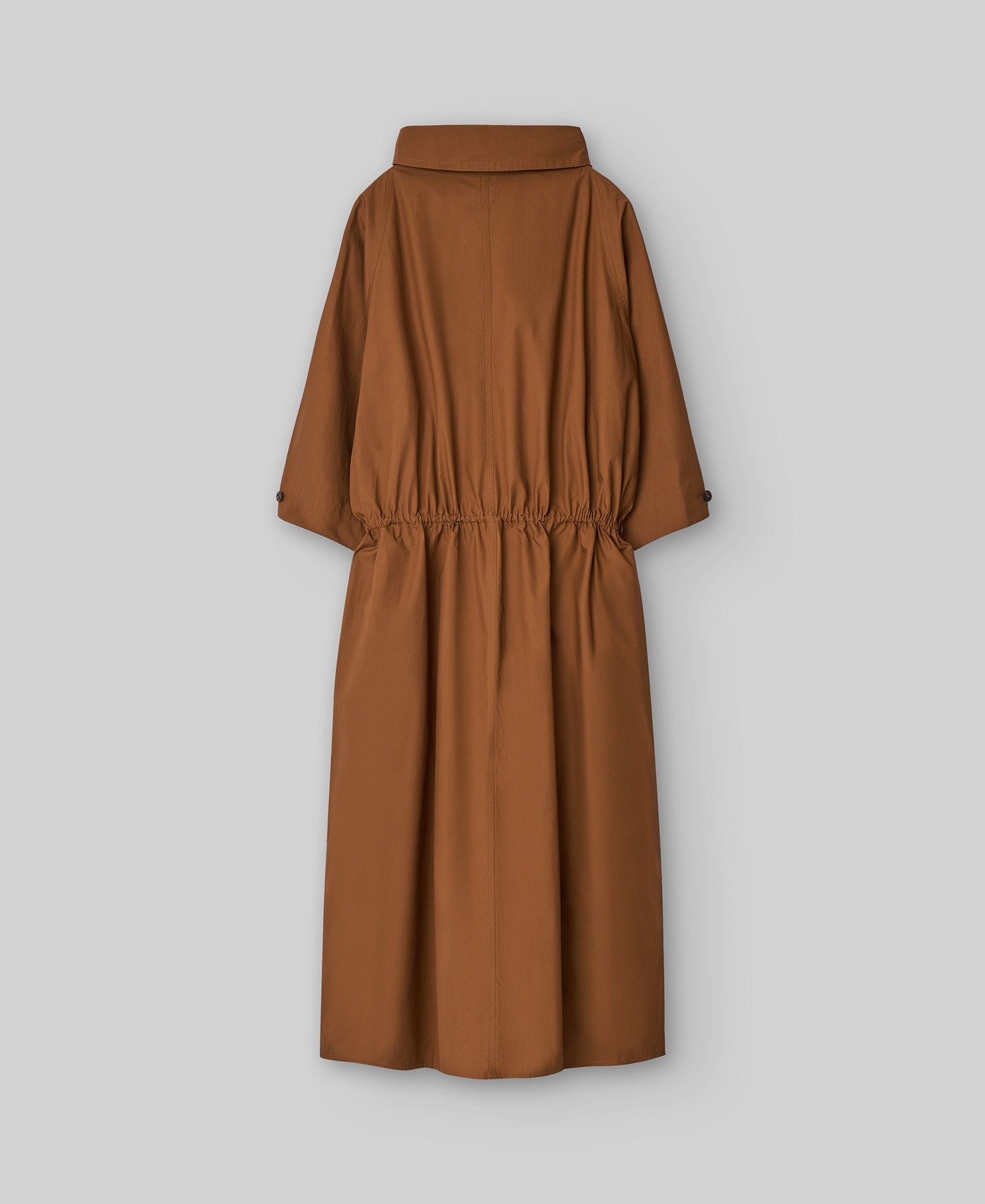 Cotton High Neck Dress In Burnt Orange