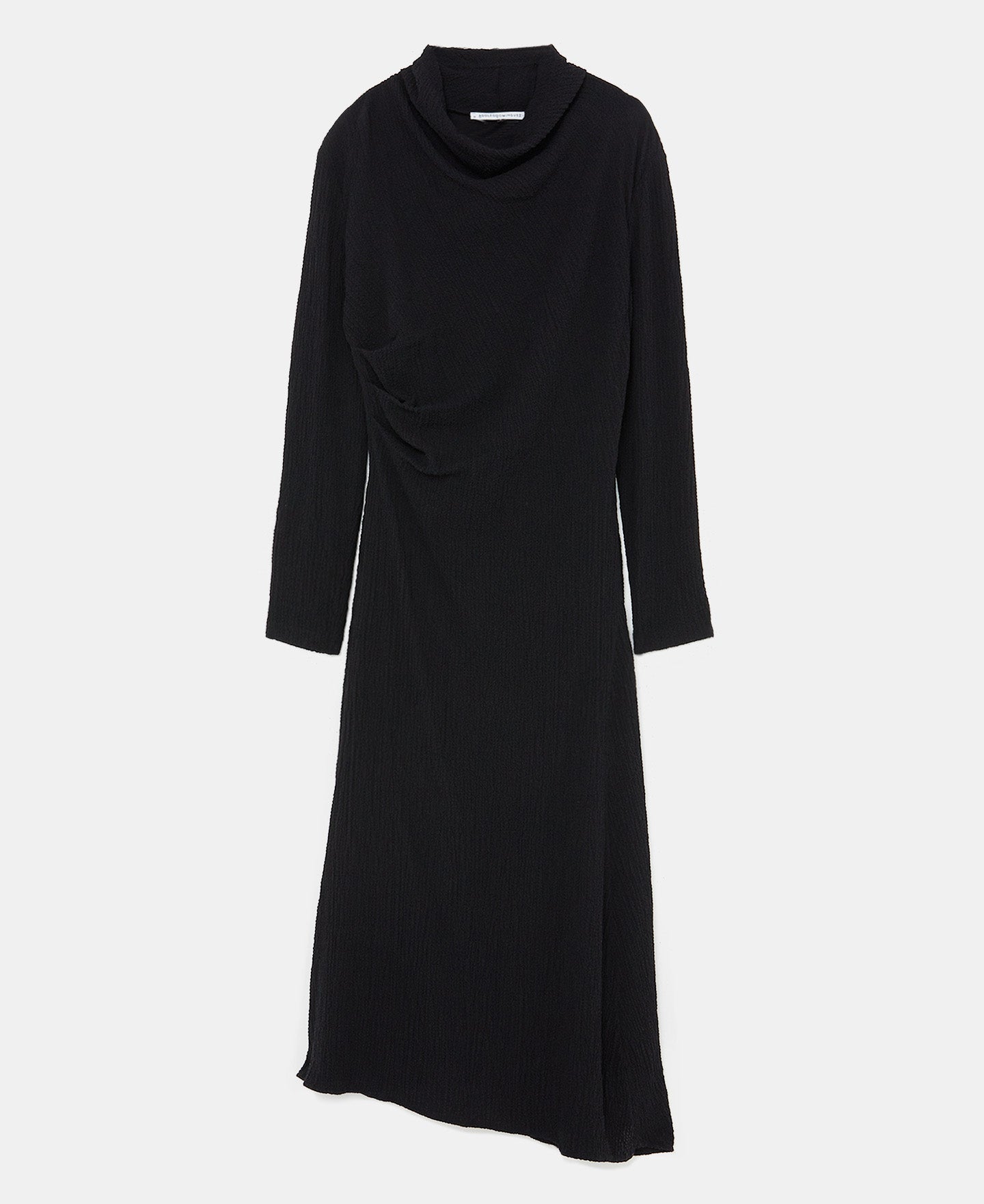 Black Ruffled Fabric Long Dress