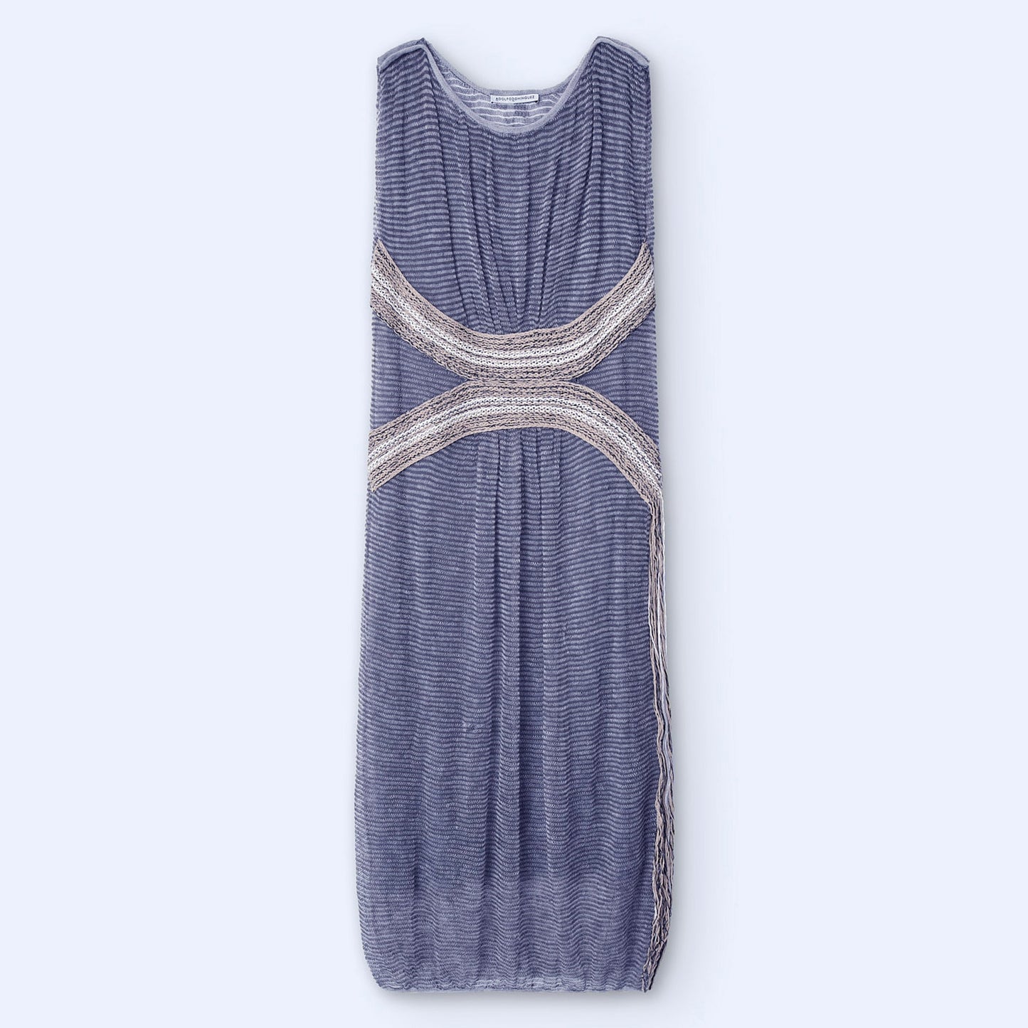 Grey Melange Jacquard Long Dress