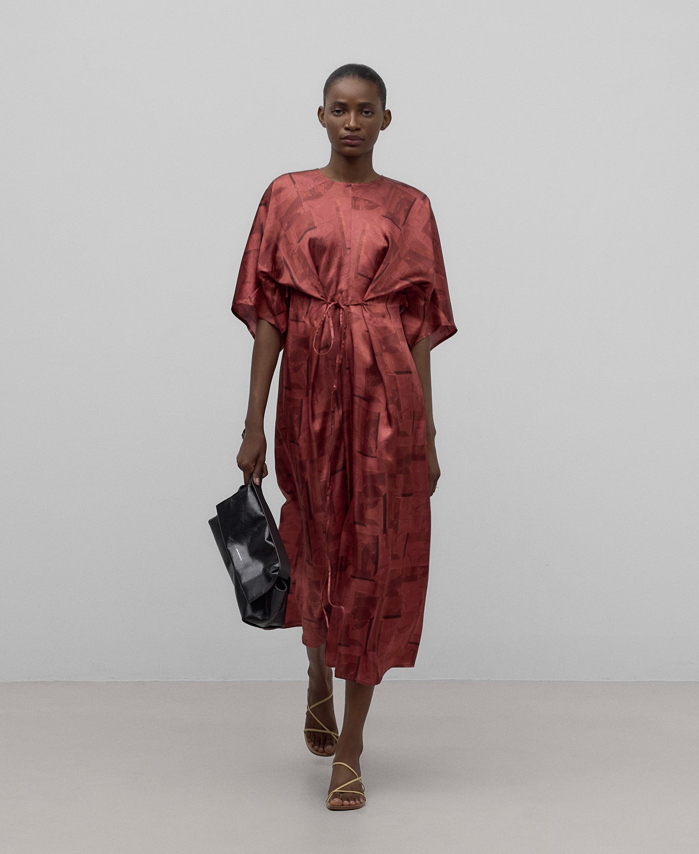Long Printed Dress in Red