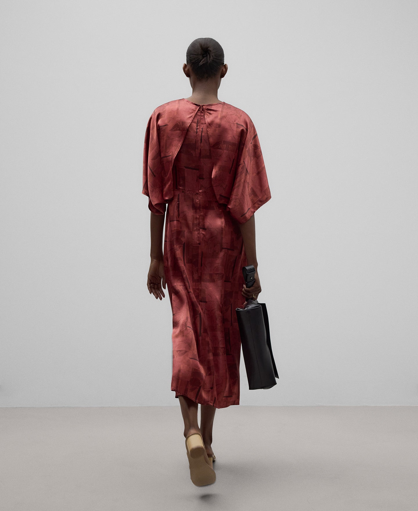 Long Printed Dress in Red