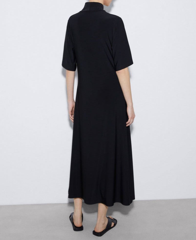 Black Draped Midi Dress