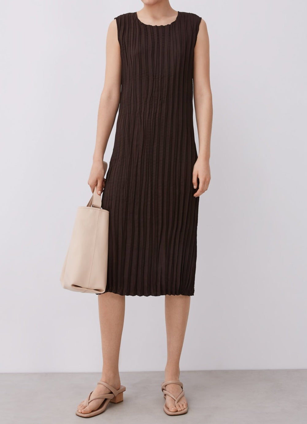 Chocolate Midi Pleated Dress