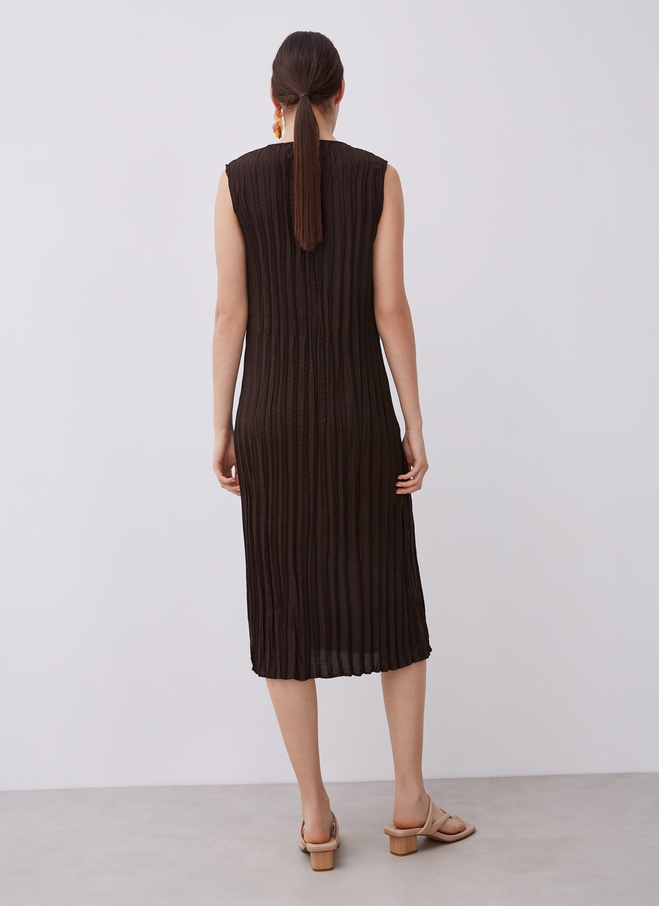 Chocolate Midi Pleated Dress