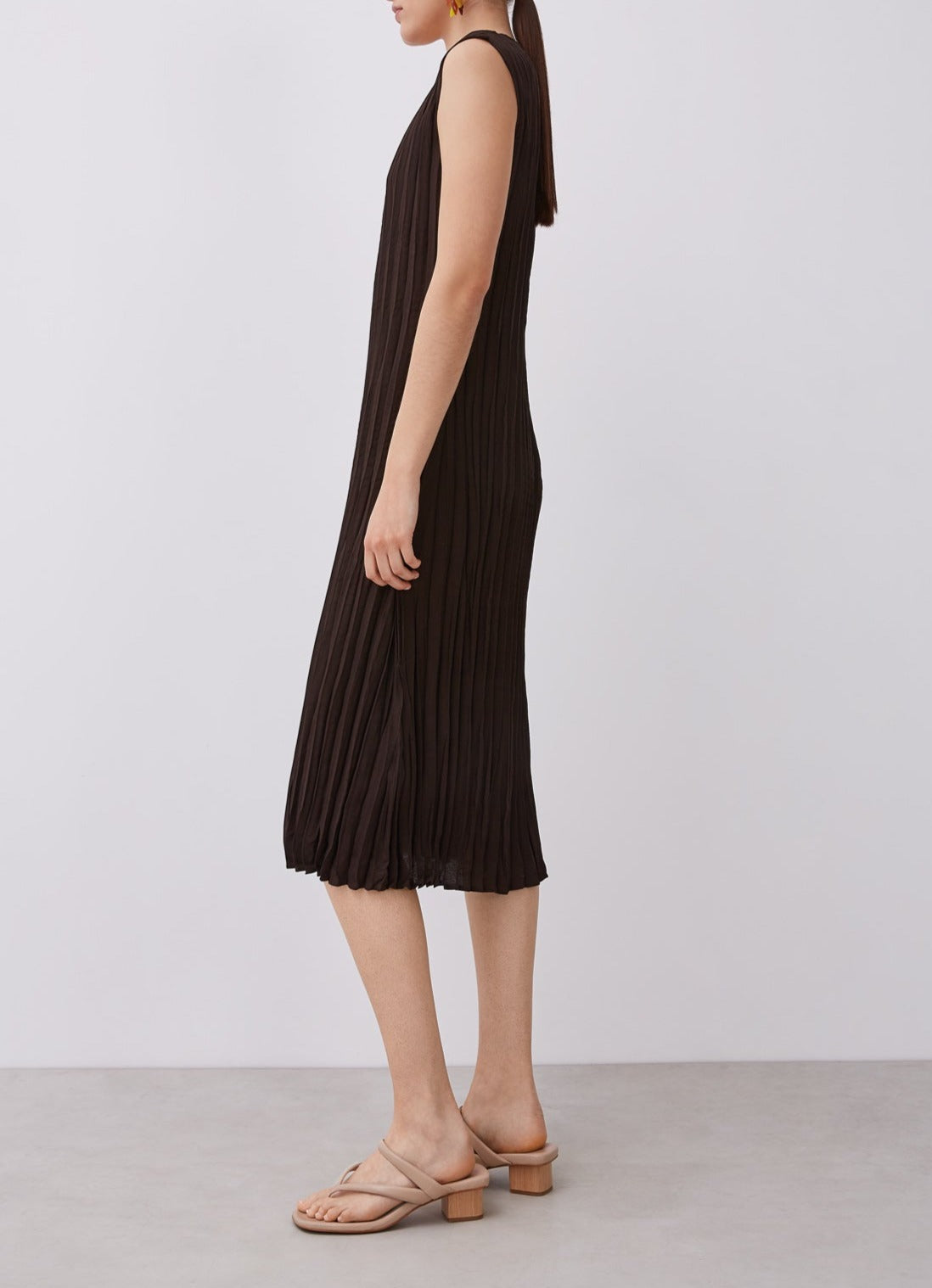 Chocolate Midi Pleated Dress