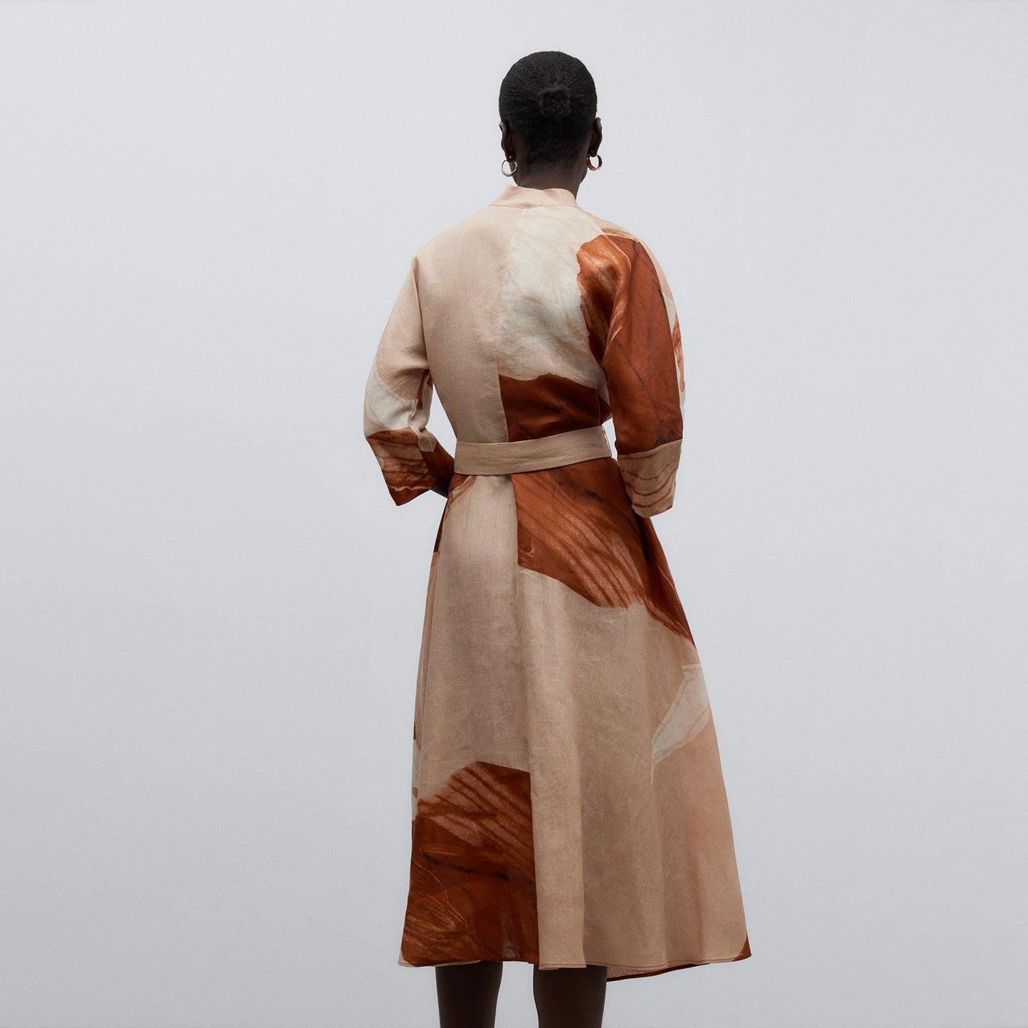 Orange Print Linen Printed Dress