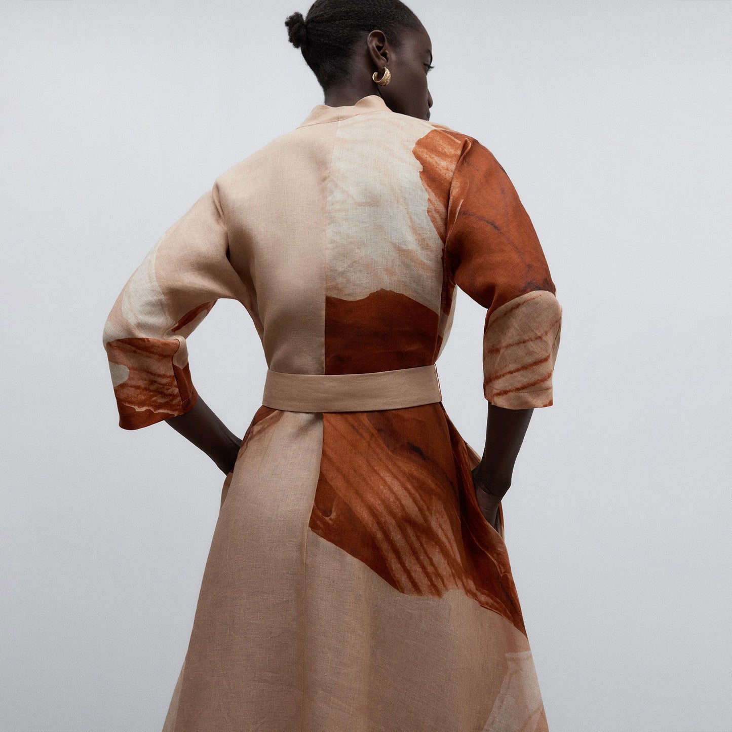 Orange Print Linen Printed Dress