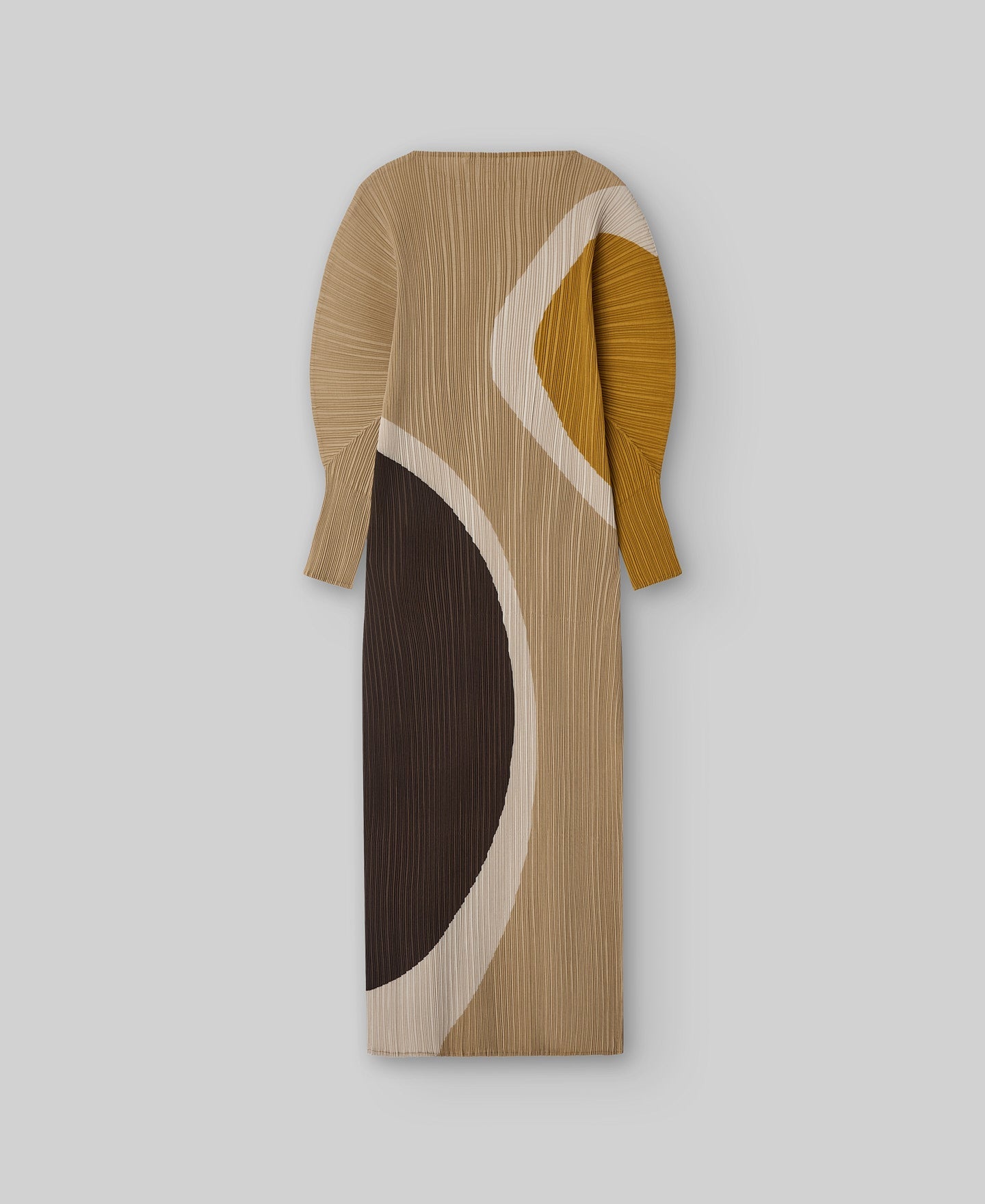 Printed crinkle dress woman in camel/cream