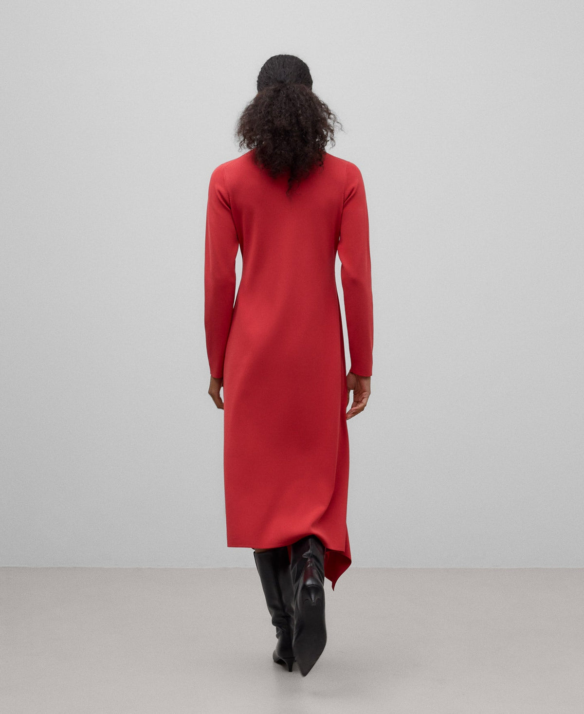 Knit Asymmetrical Dress In Red