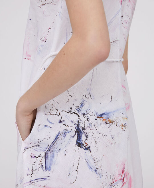 White Print Drop Sleeves Printed Midi Dress