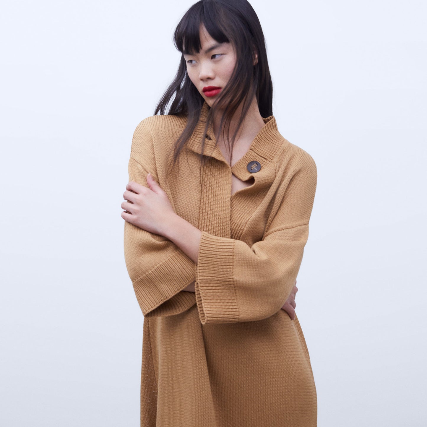 Camel Perkins Midi Dress