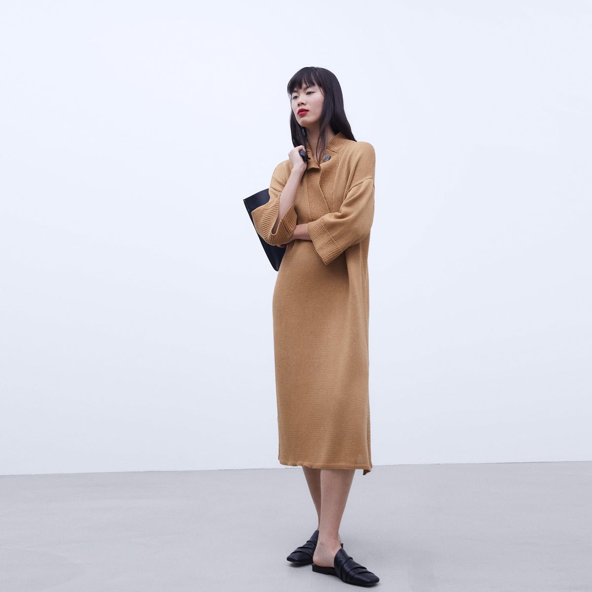 Camel Perkins Midi Dress