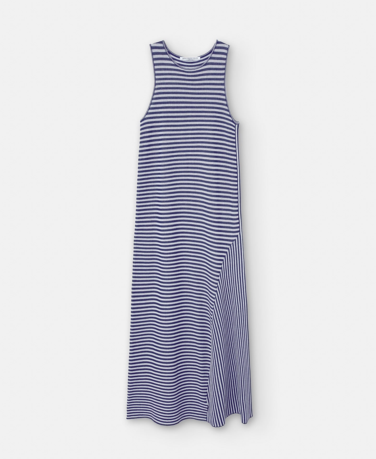 Blue/White Striped Long Dress In Viscose