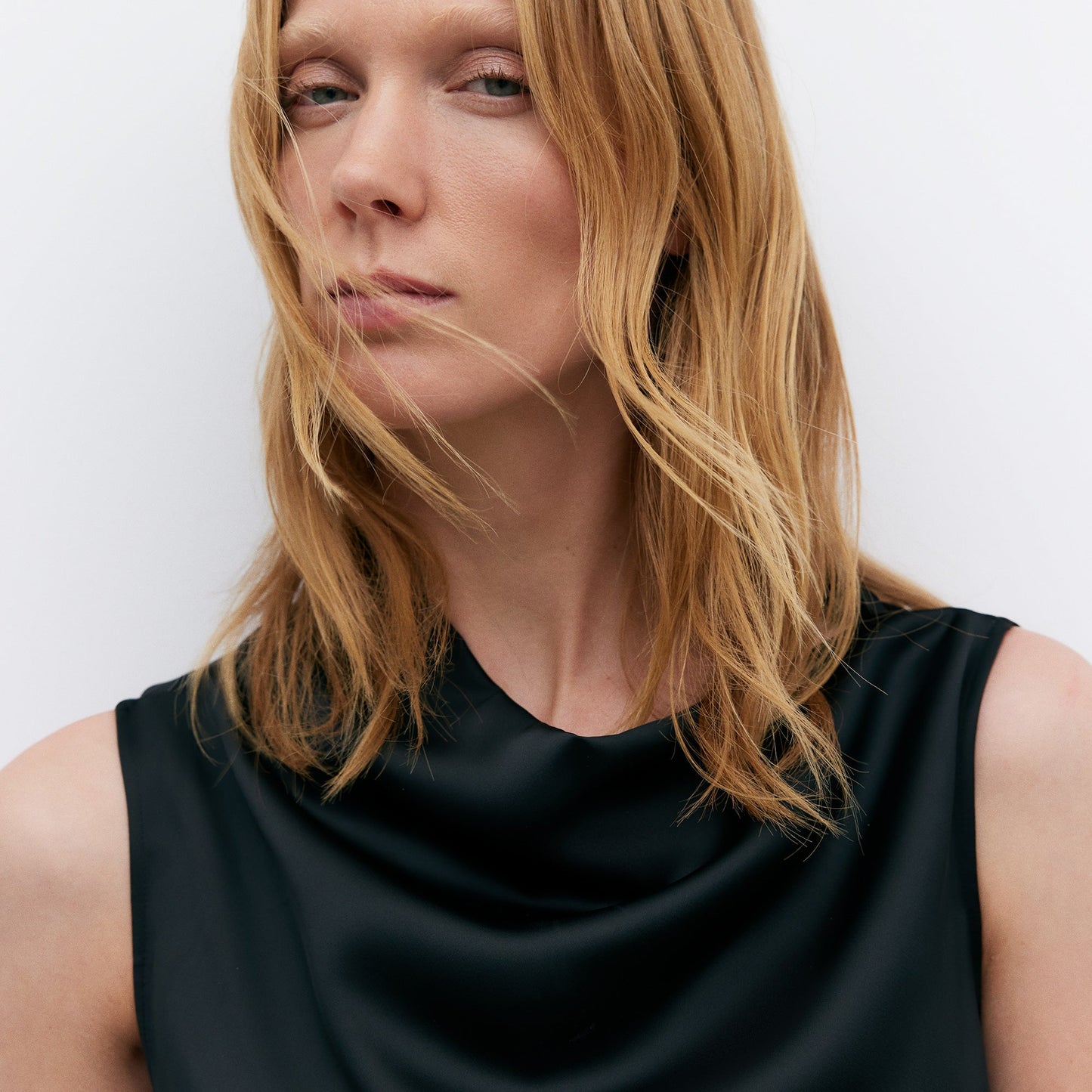 Asymmetric Midi Dress in Black