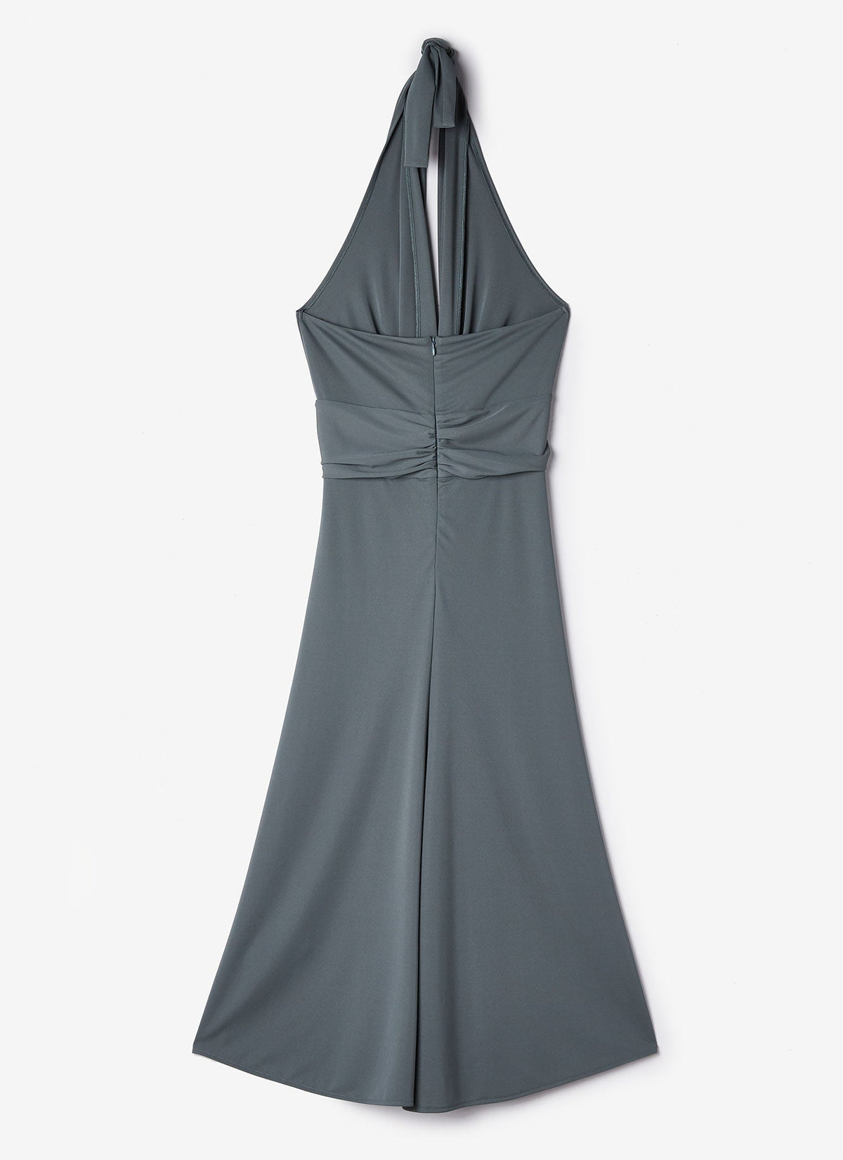 Green Halter Neck Dress With Waist Knot