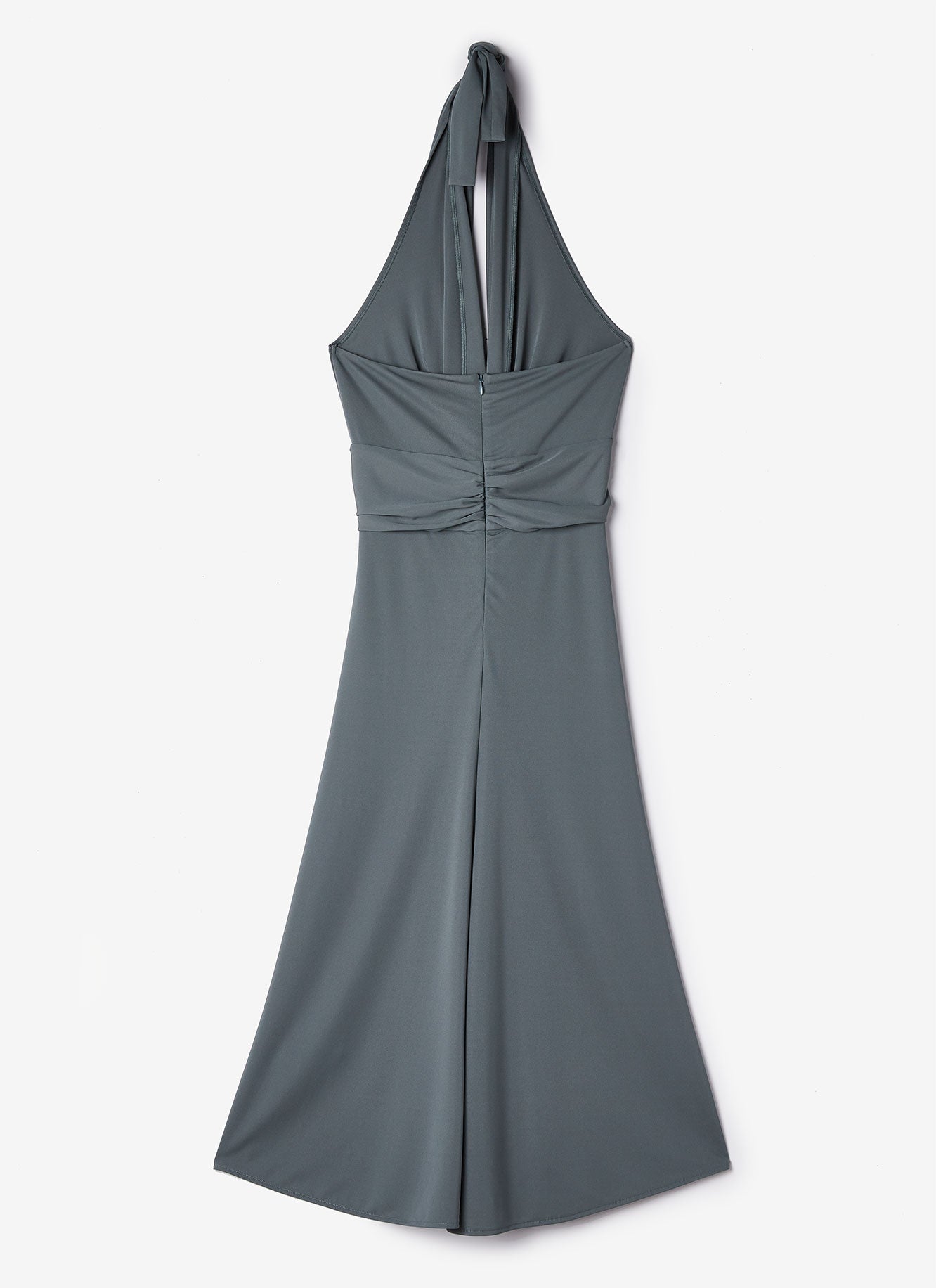 Green Halter Neck Dress With Waist Knot