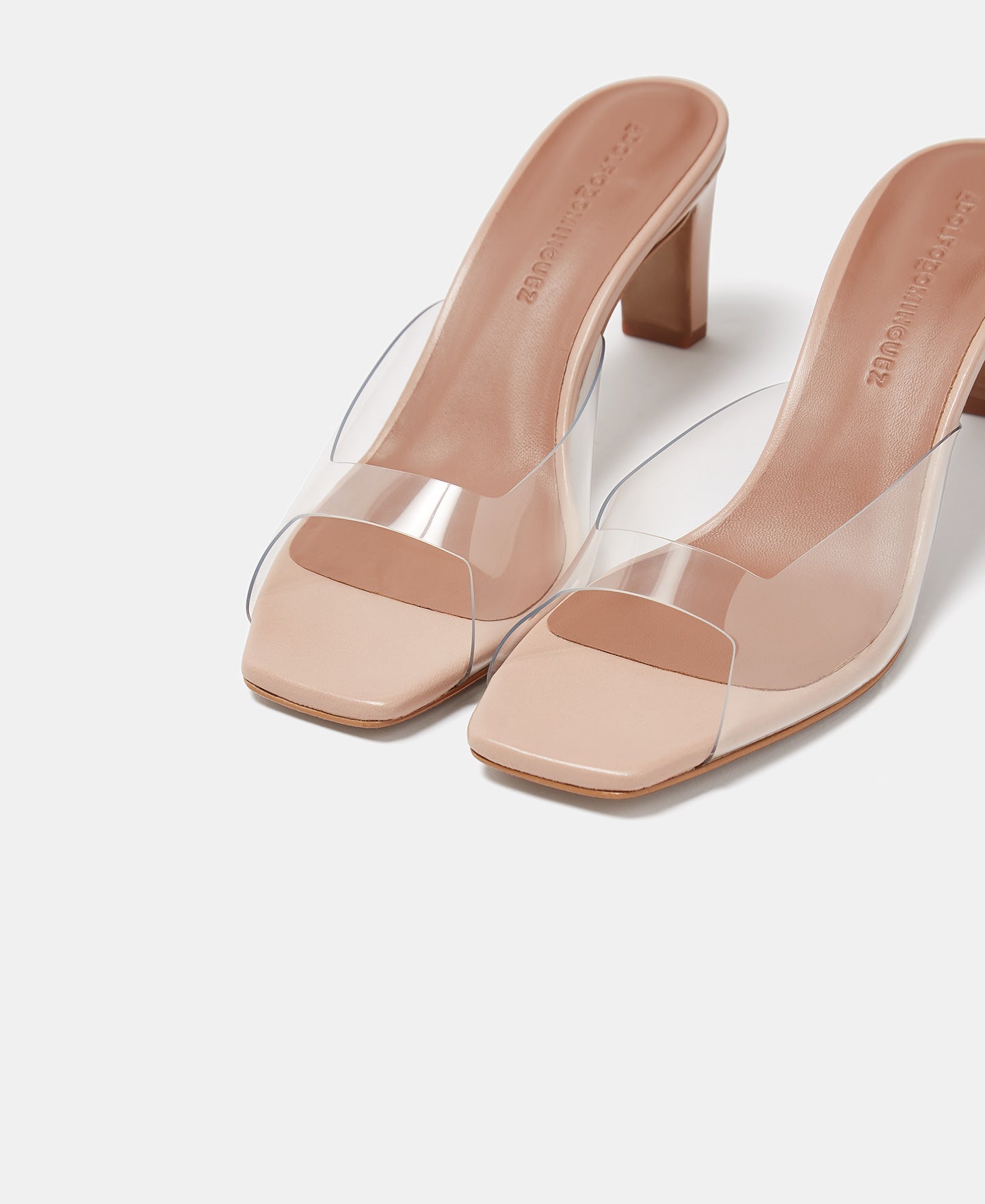 Nude Heel Sandals With Squared Vamp
