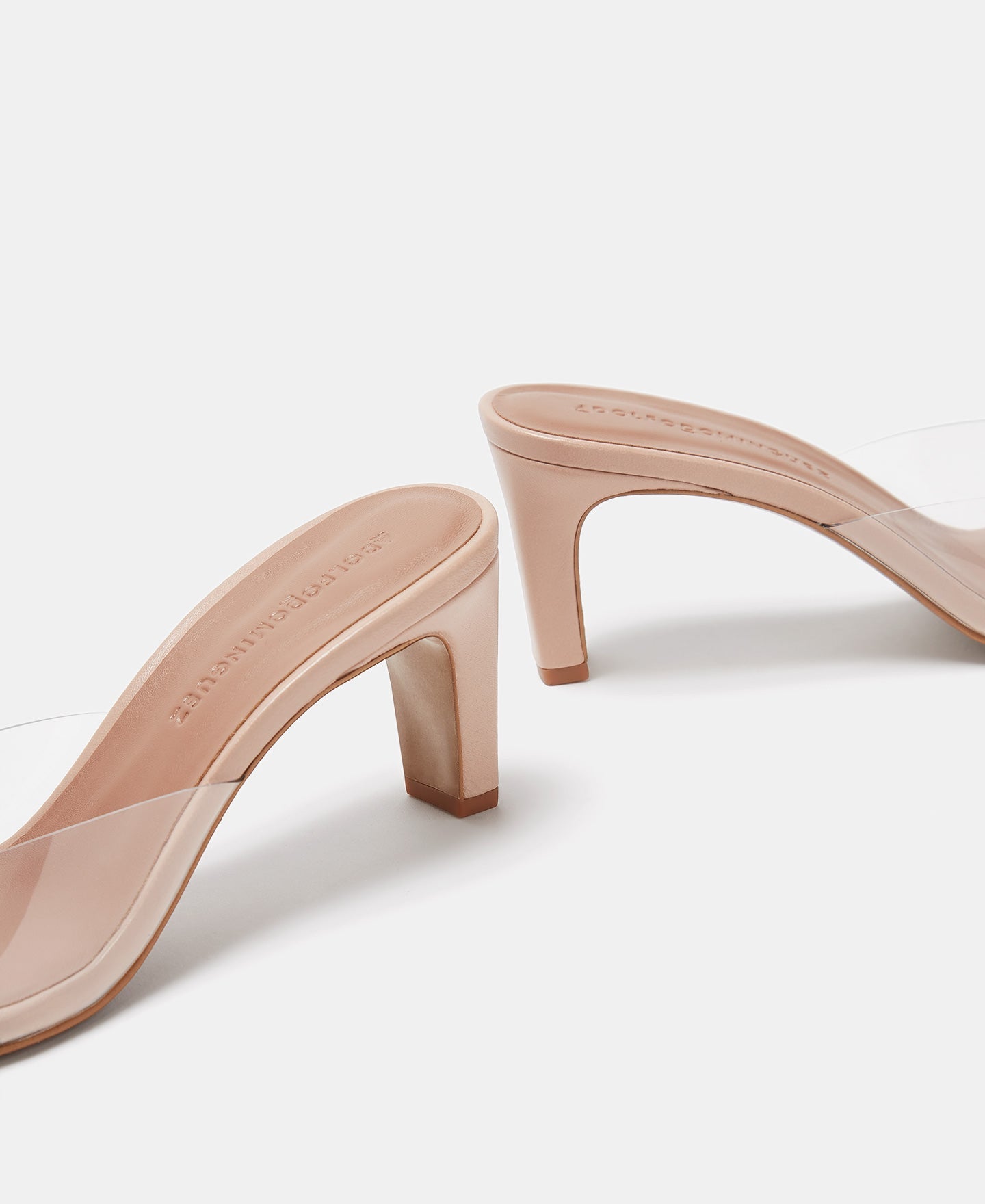 Nude Heel Sandals With Squared Vamp