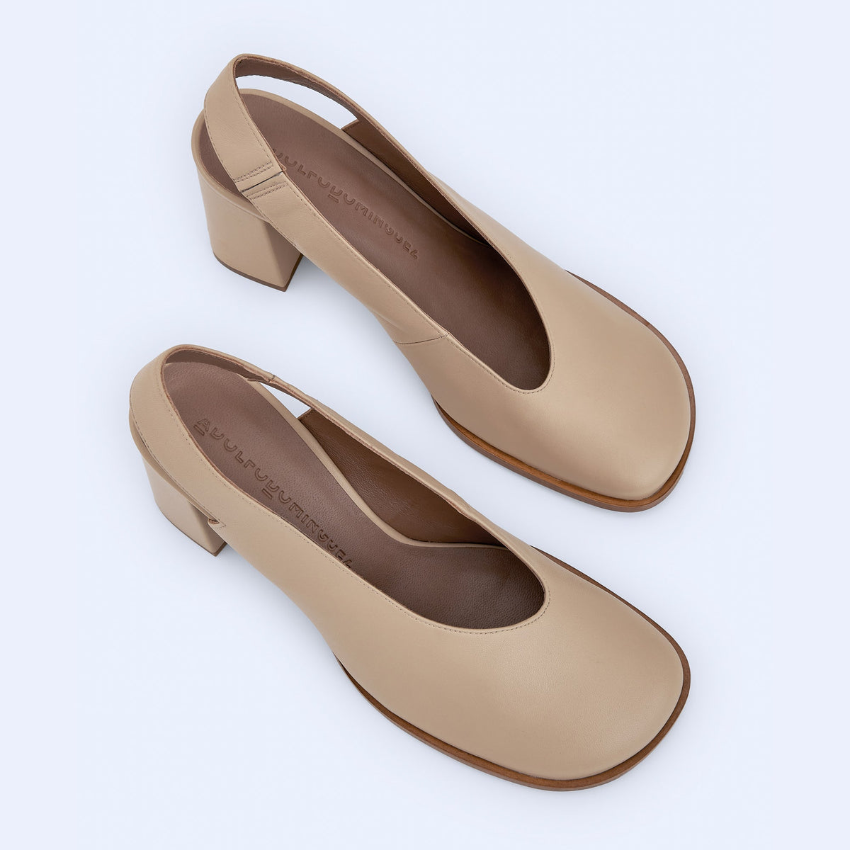 Camel Leather Asymmetrical Heeled Shoe