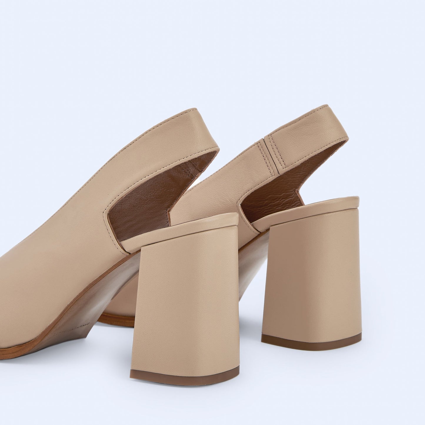 Camel Leather Asymmetrical Heeled Shoe