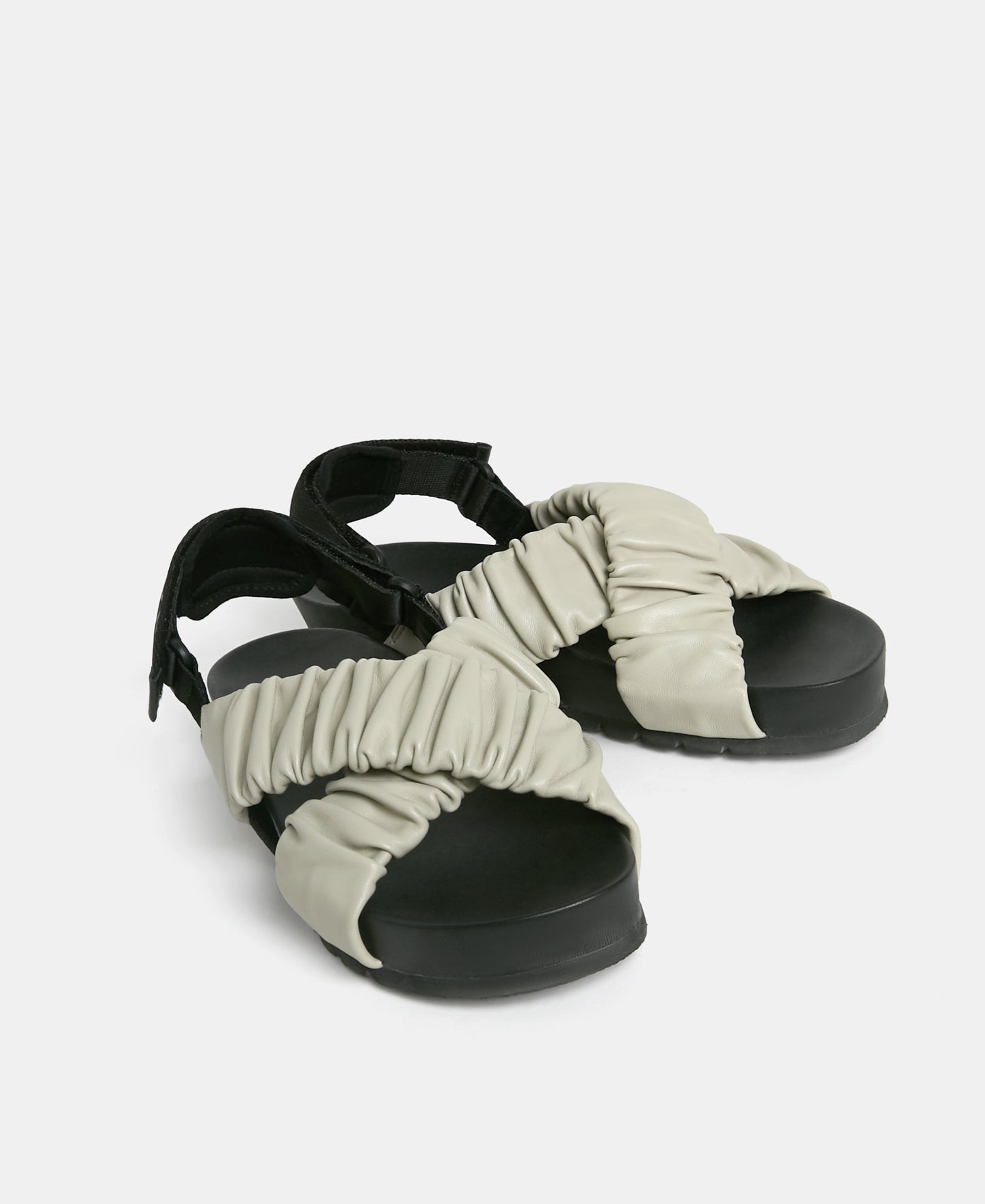Taupe Rubber And Leather Crossed Sandal