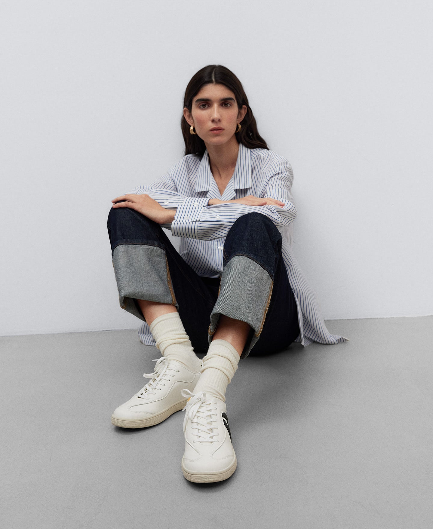 White Padded Leather Maxi Logo Sneakers