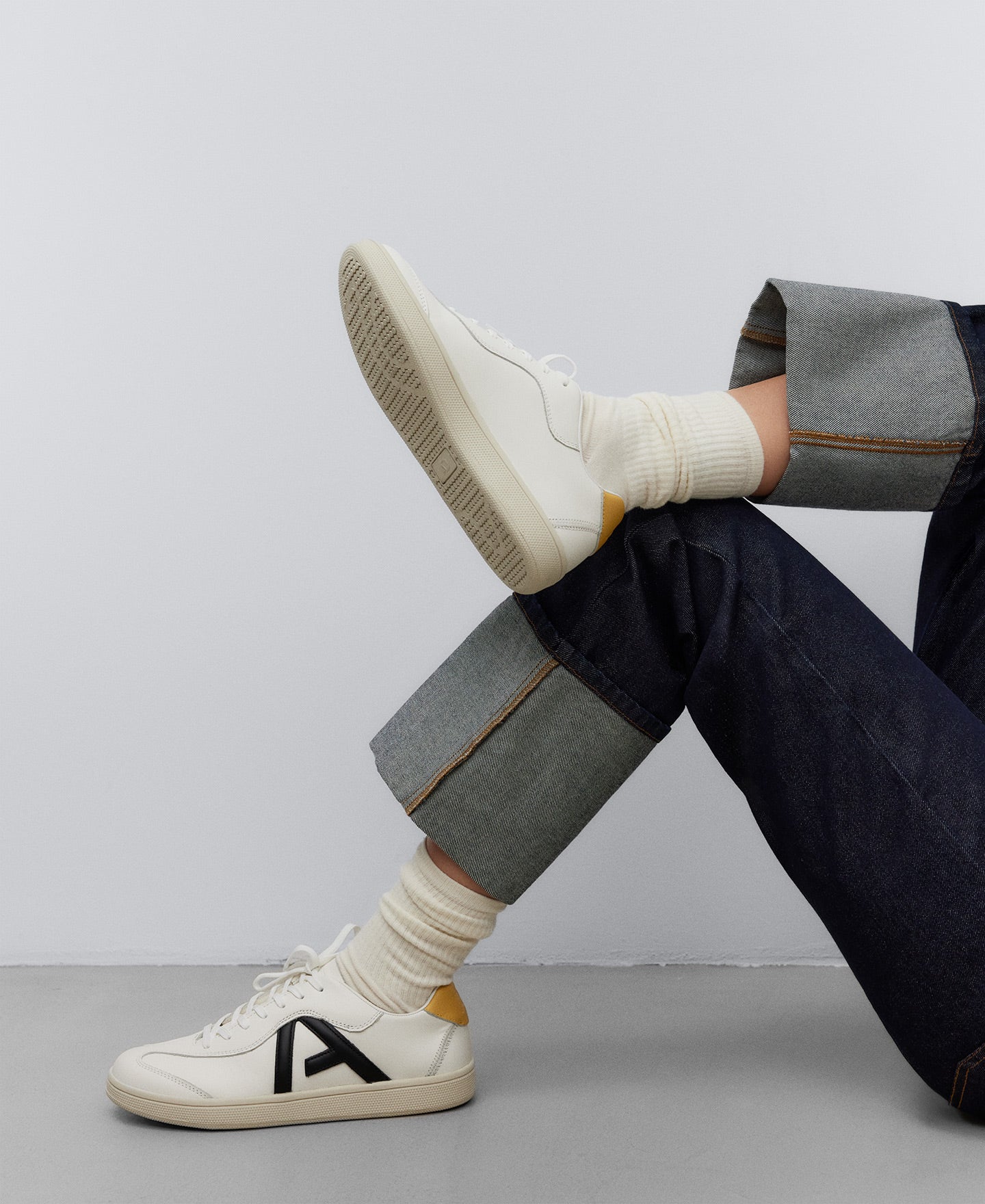 White Padded Leather Maxi Logo Sneakers