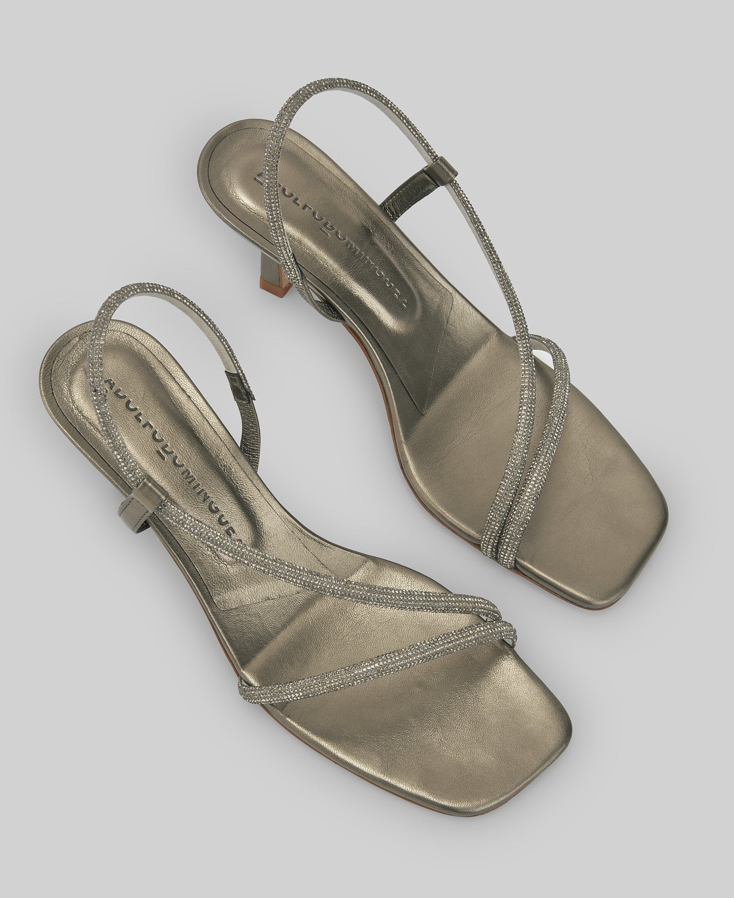 Embellished High Heel Sandal in Metallic