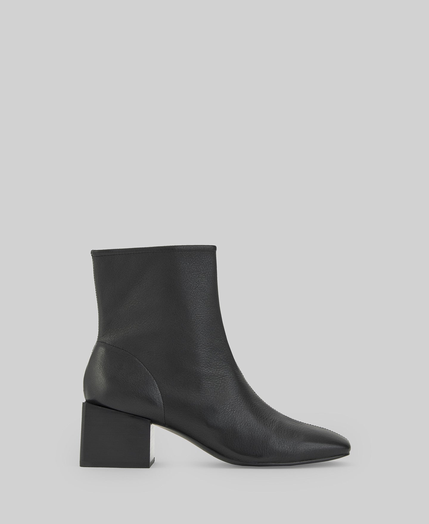 Black Leather Ankle Boot For Women