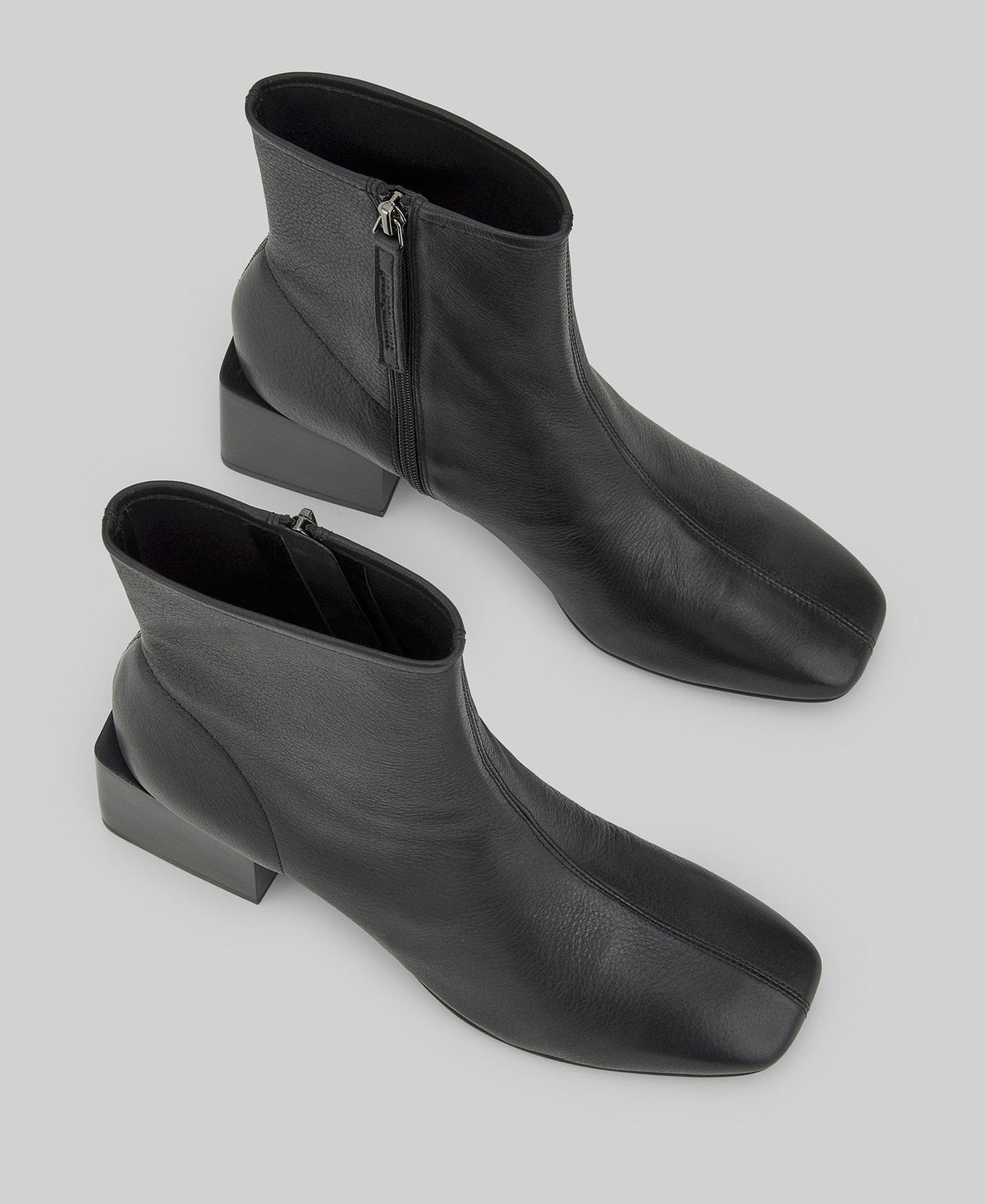 Black Leather Ankle Boot For Women