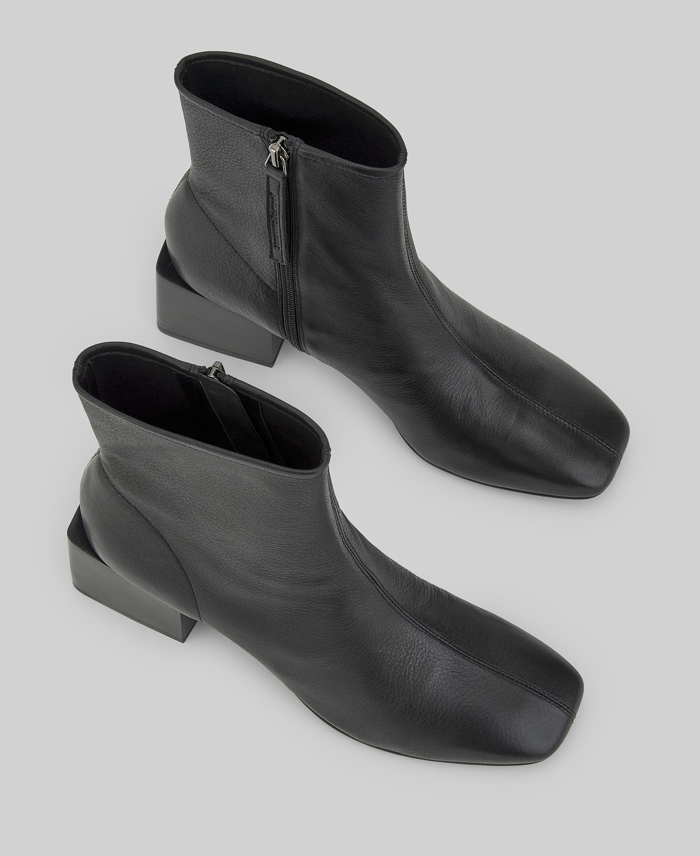 Black Leather Ankle Boot For Women