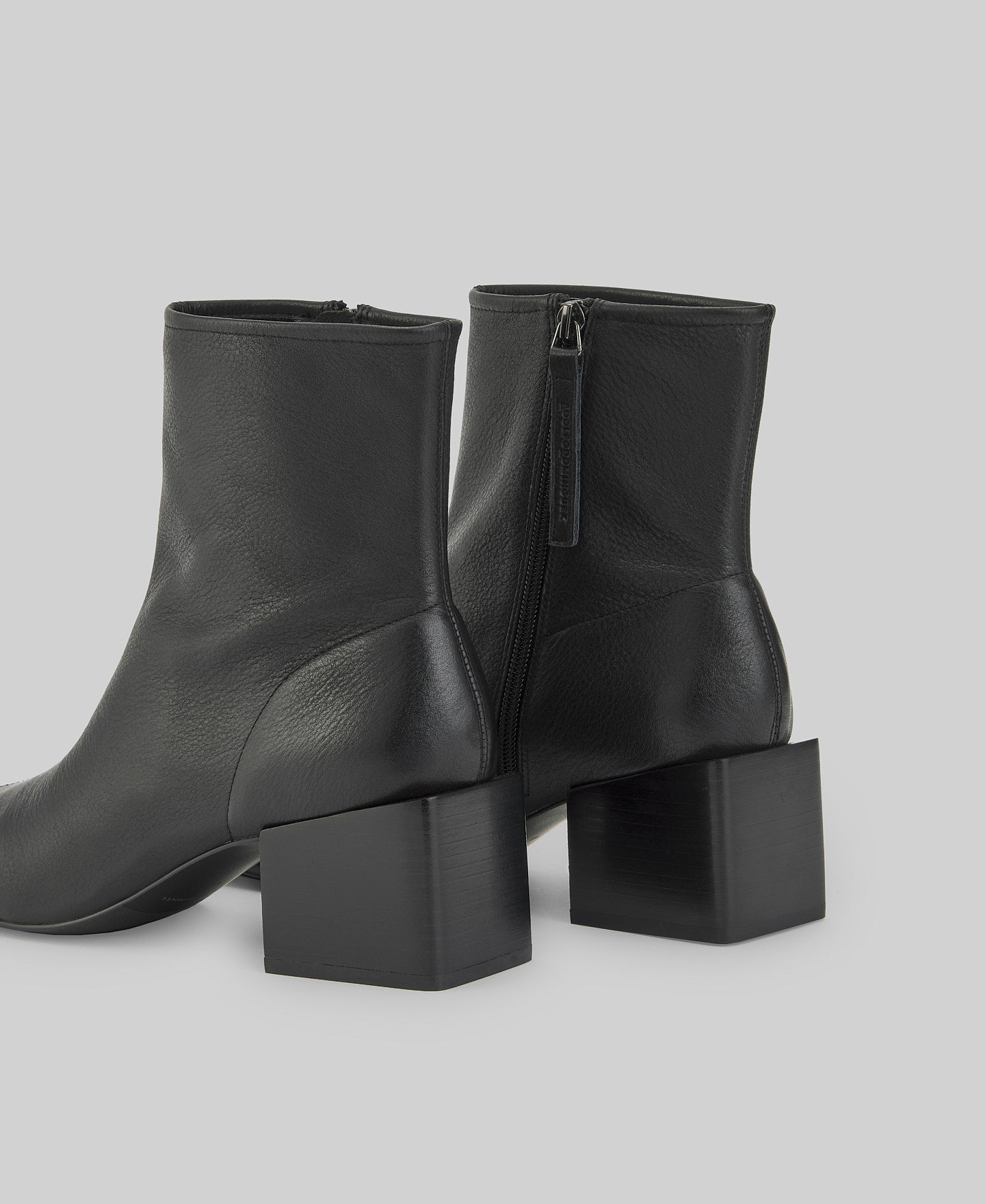 Black Leather Ankle Boot For Women