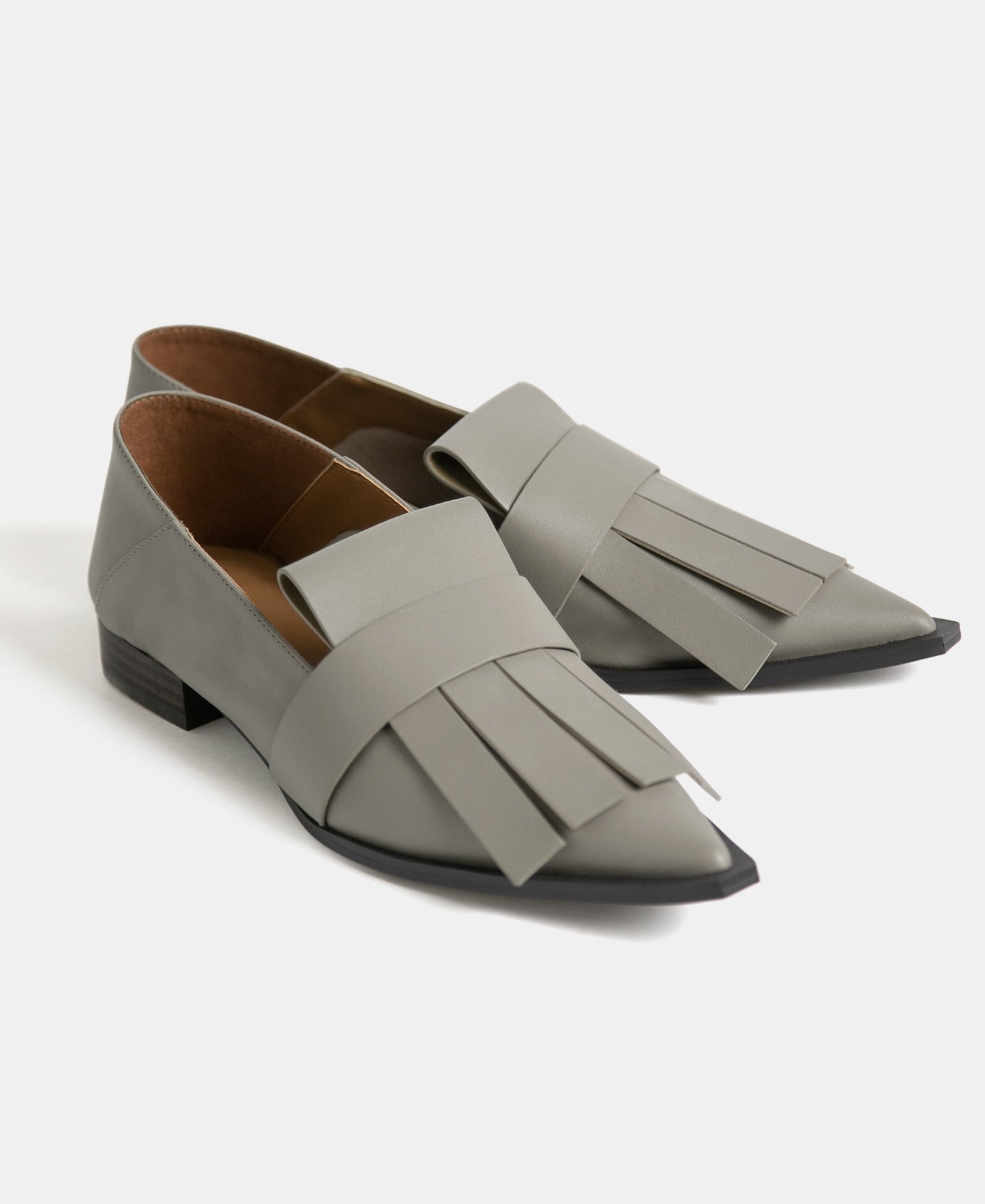 Taupe Maxi Fringed Flat Shoe