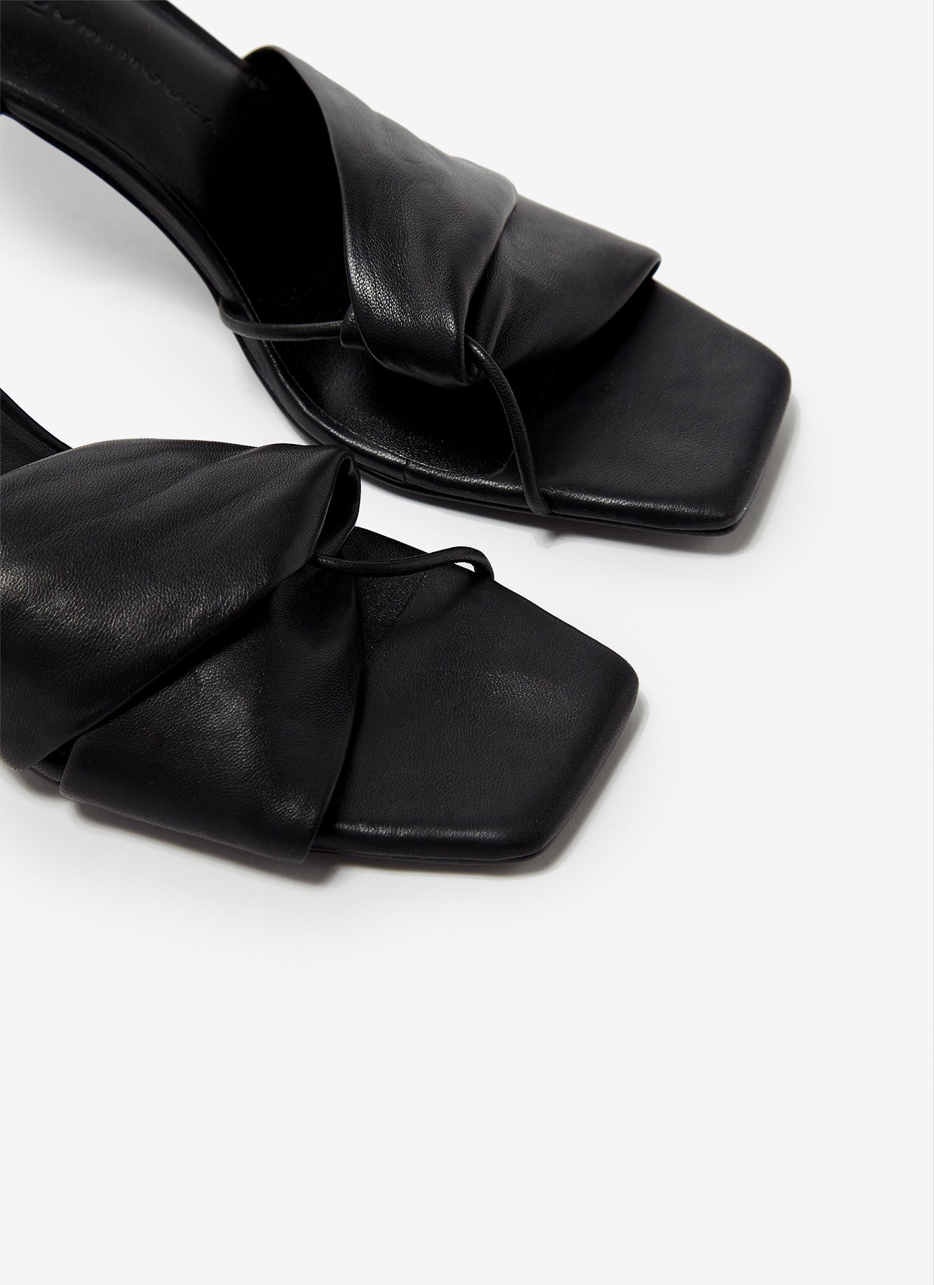 Black Draped Leather Heel