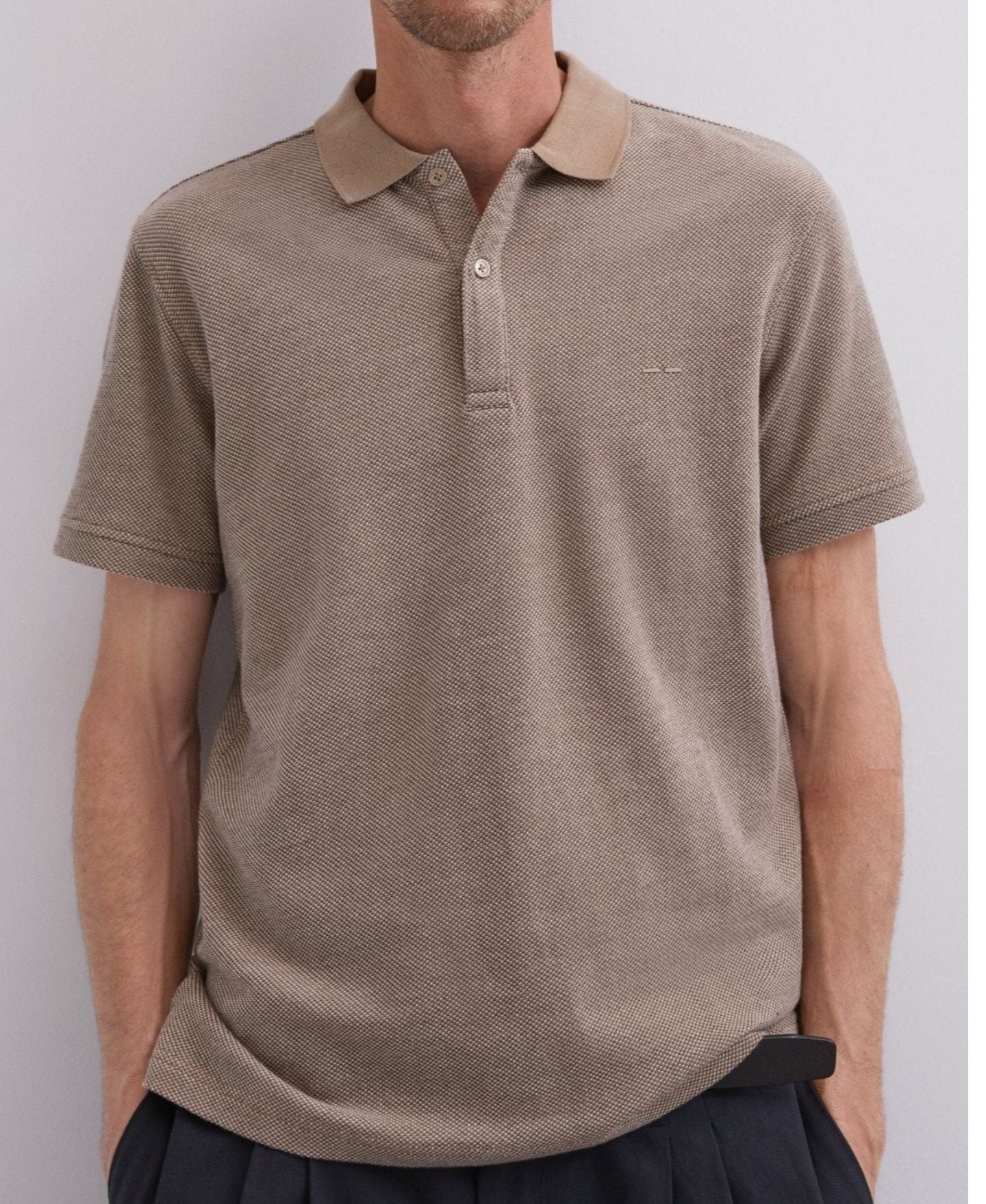 Brown/Ecru Cotton Jersey Polo Shirt