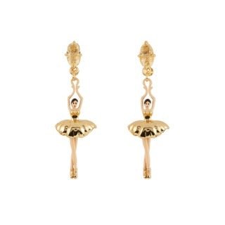 Pas De Deux Faceted Crystal Gold Earrings | AEDD1152