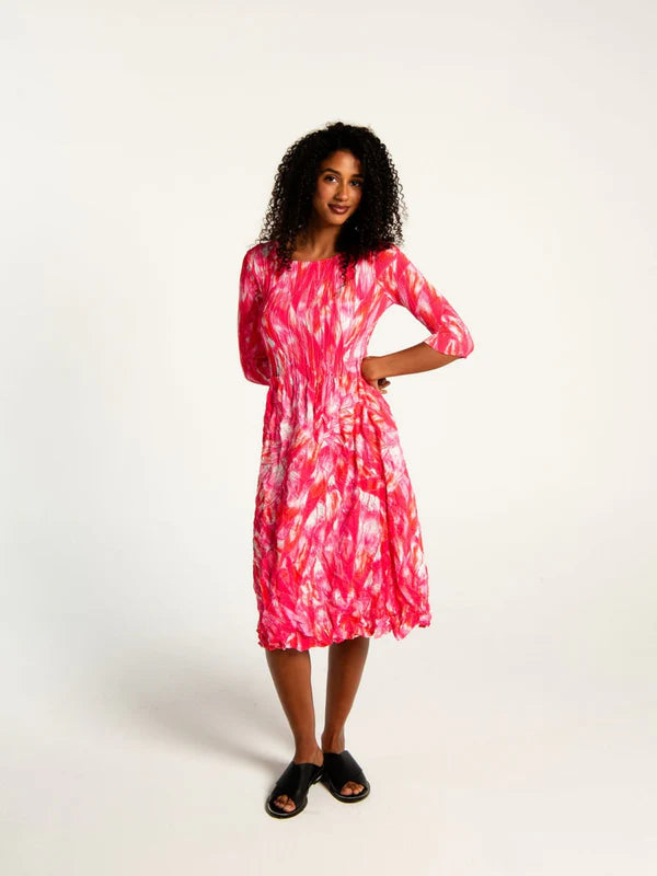 Alquema | 3/4 Sleeve Smash Pocket Dress / Coral Paradise