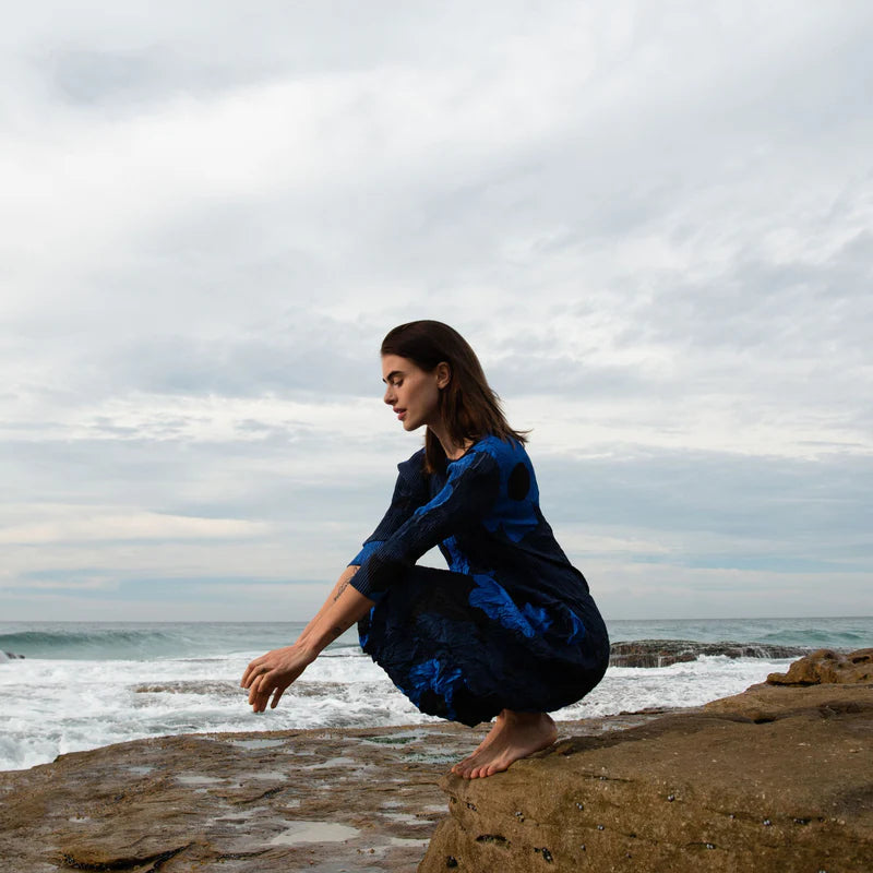 Alquema | 3/4 Sleeve Smash Pocket Dress / Indigo Way
