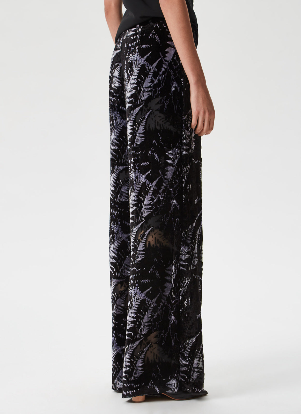 Black Print Velveteen Trousers With Fento Print