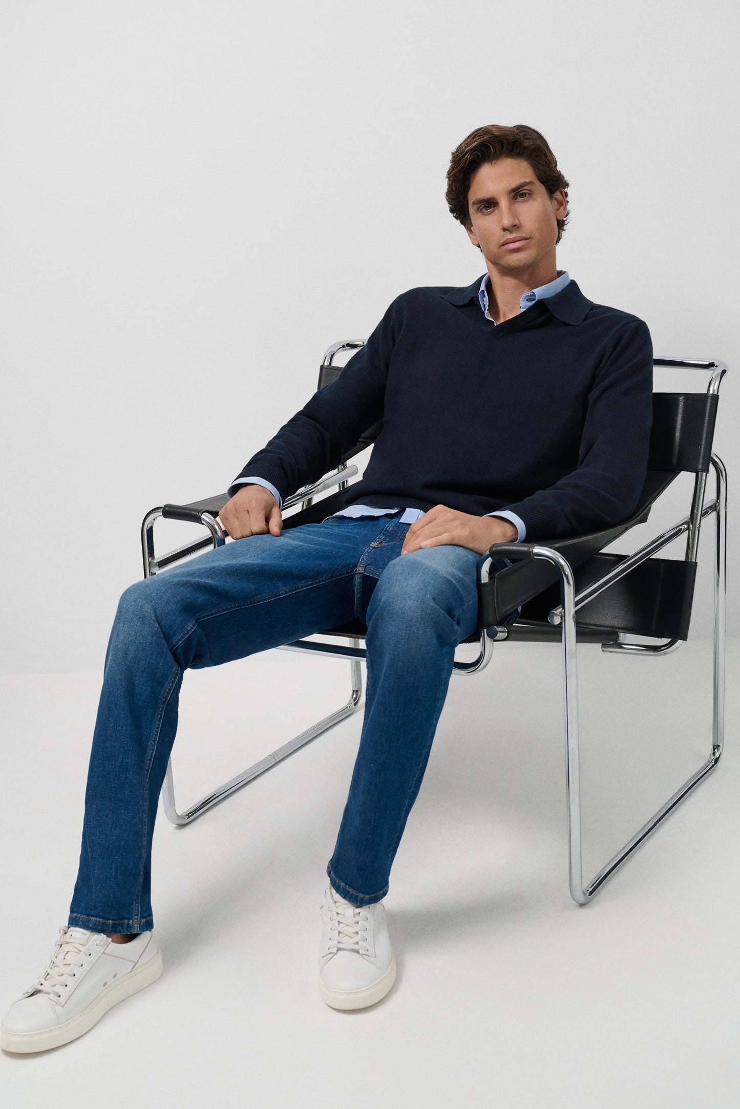 Navy Polo Neck Sweater