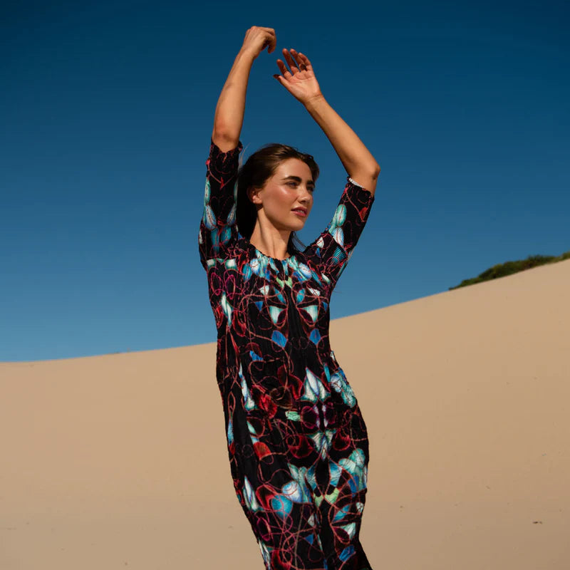 Alquema | 3/4 Sleeve Smash Pocket Dress / Kaleidoscope